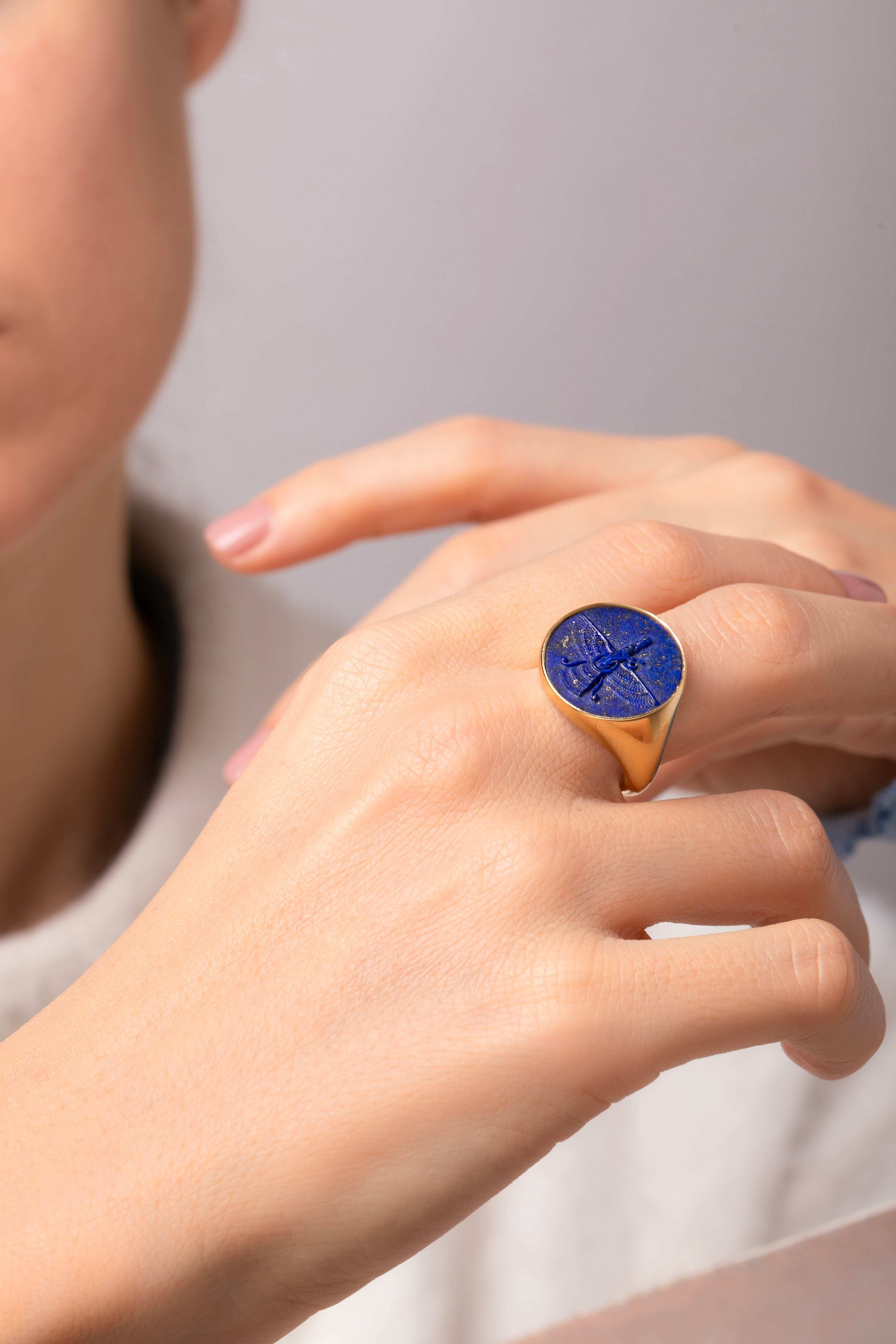 LAPIS LAZULI FARAVAHAR RING
