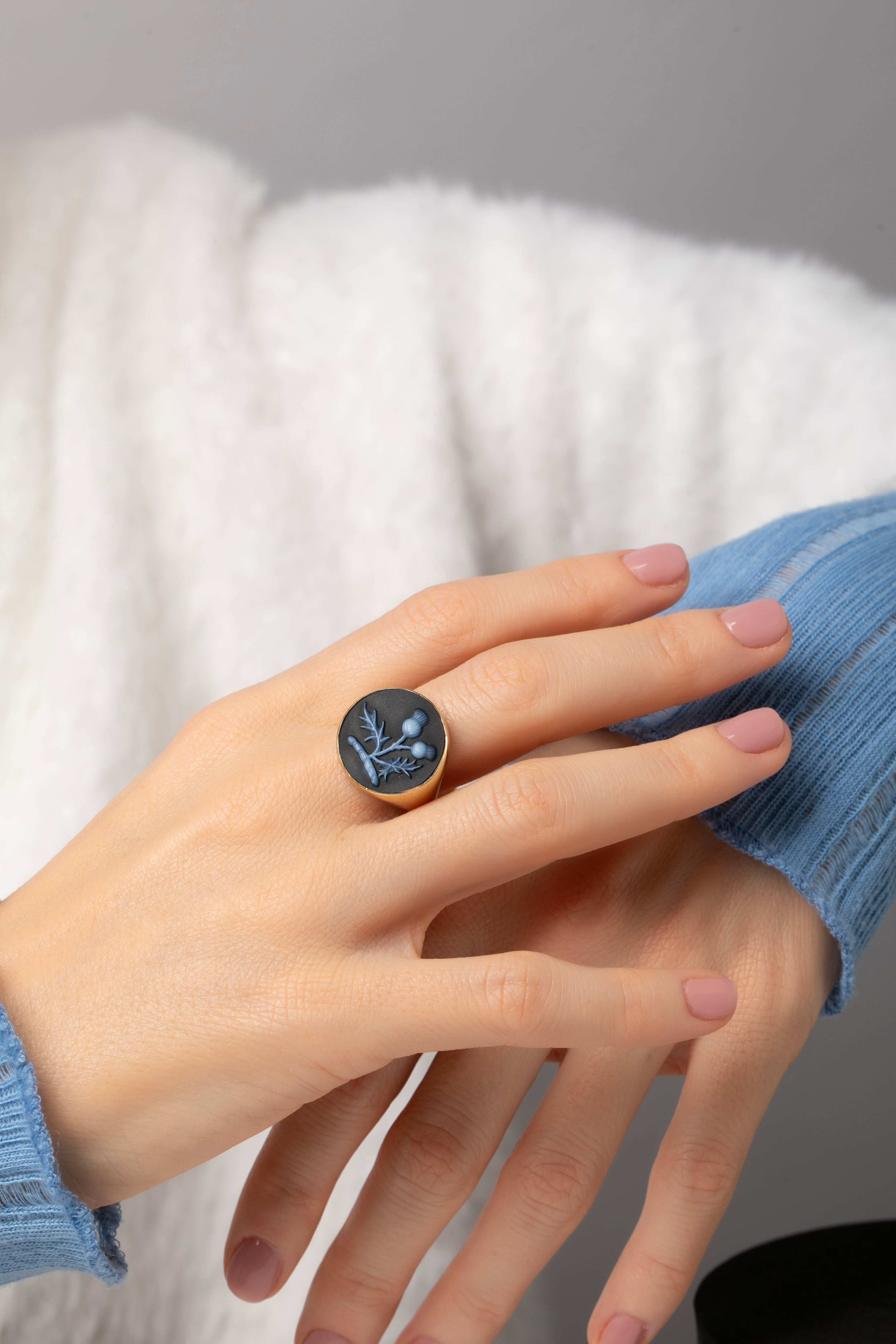 SARDONYX THISTLE RING