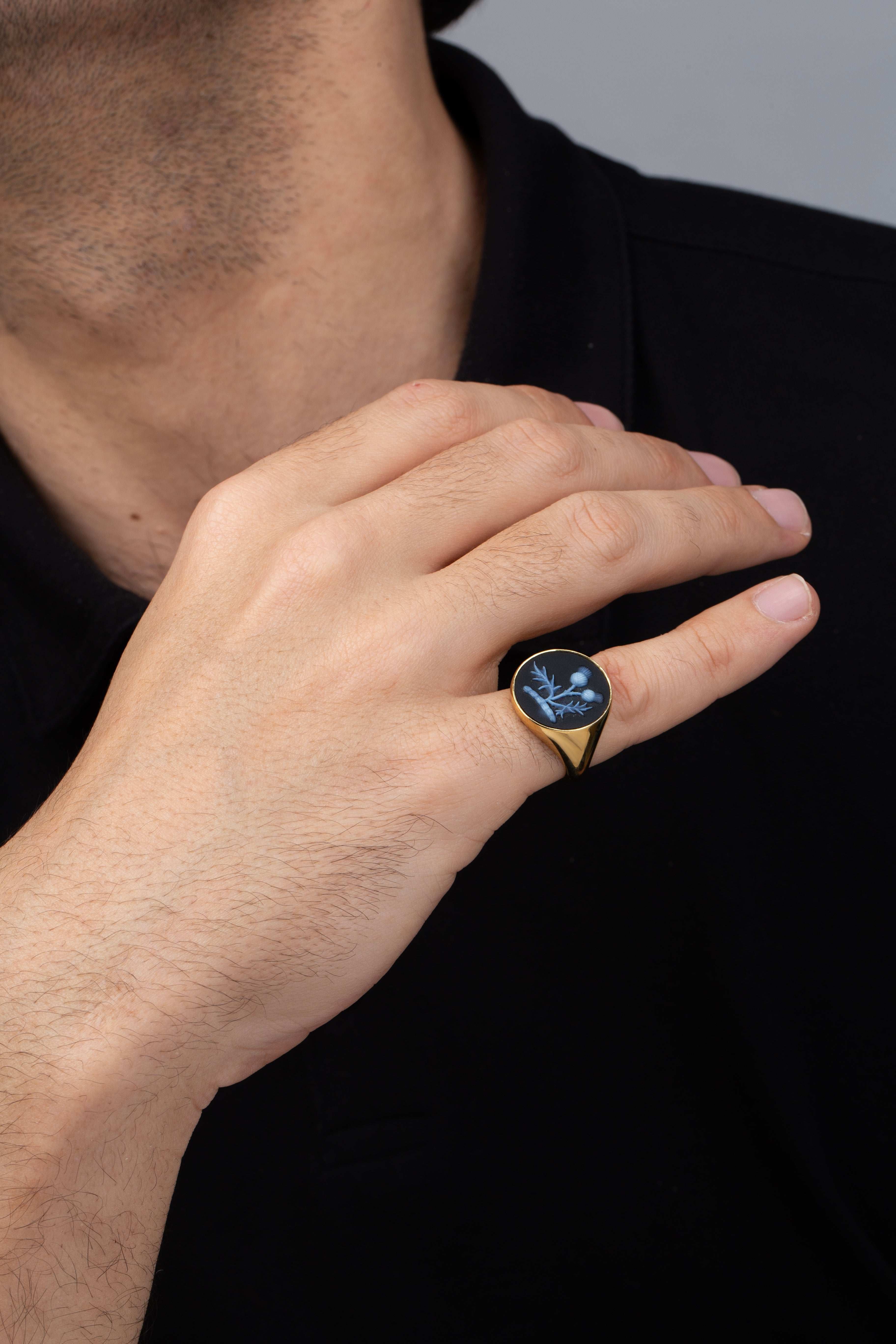 SARDONYX THISTLE RING