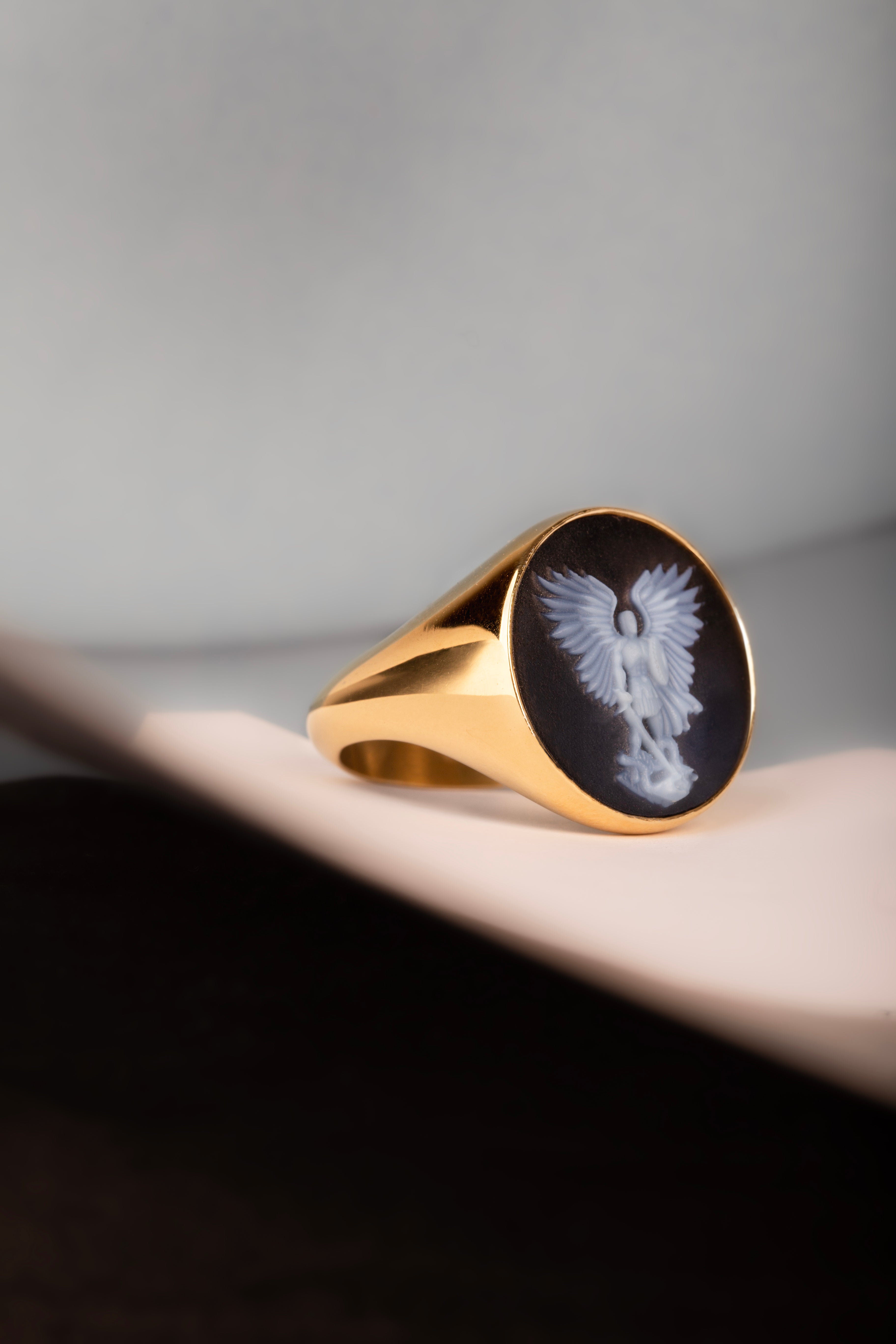 SARDONYX MICHAEL ARCHANGEL RING