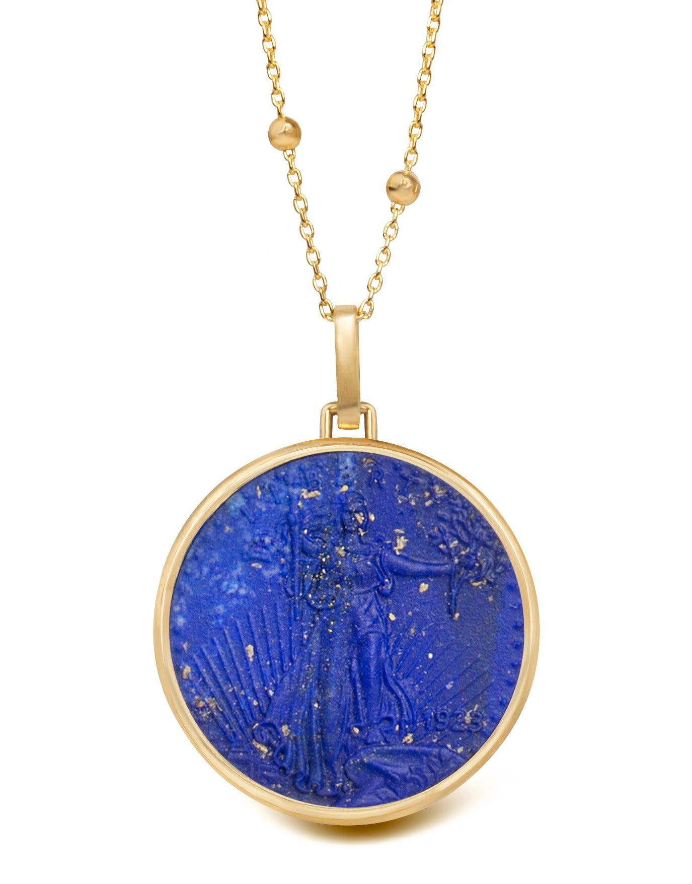 LAPIS LAZULI AMERICAN EAGLE COIN NECKLACE