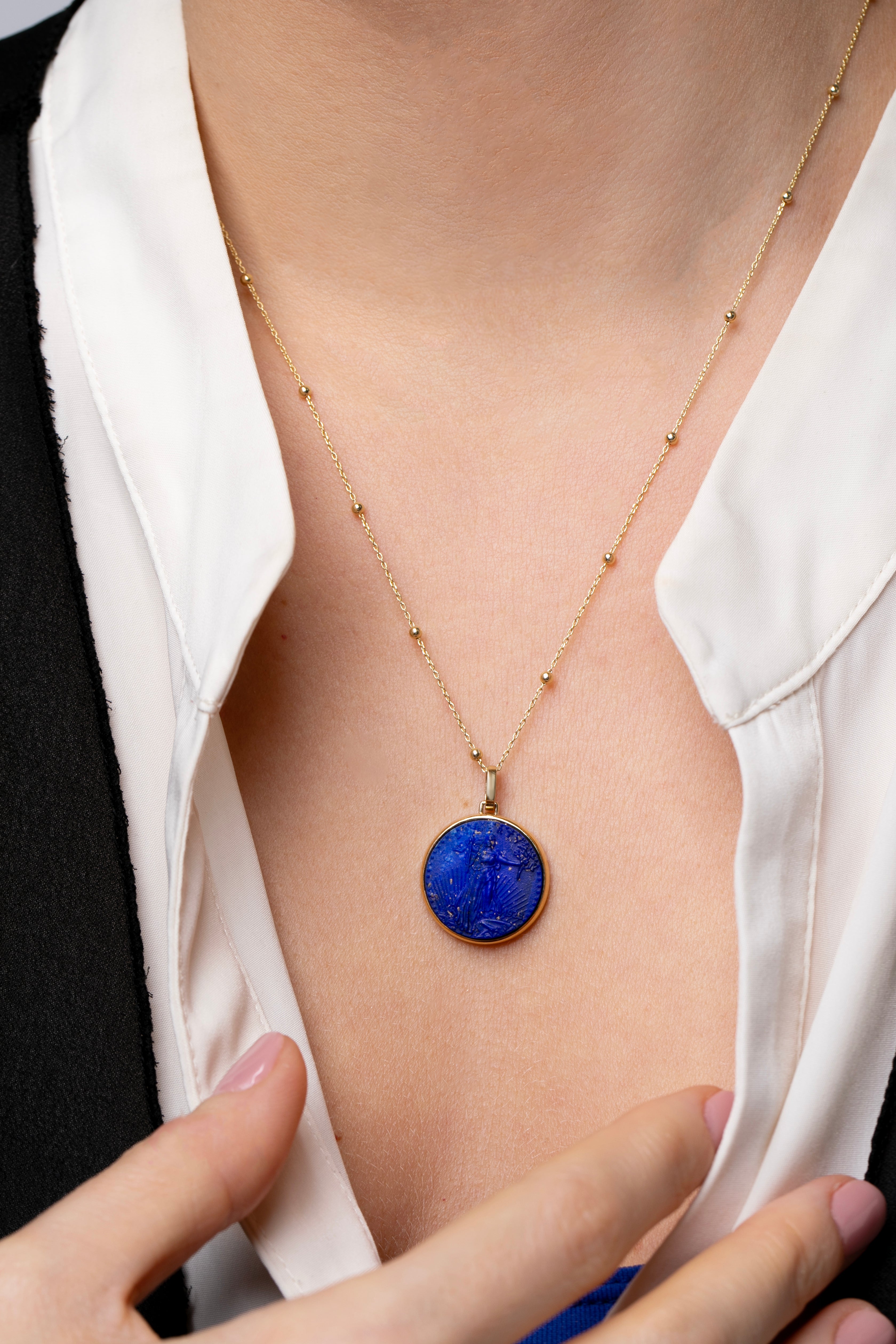 LAPIS LAZULI AMERICAN EAGLE COIN NECKLACE