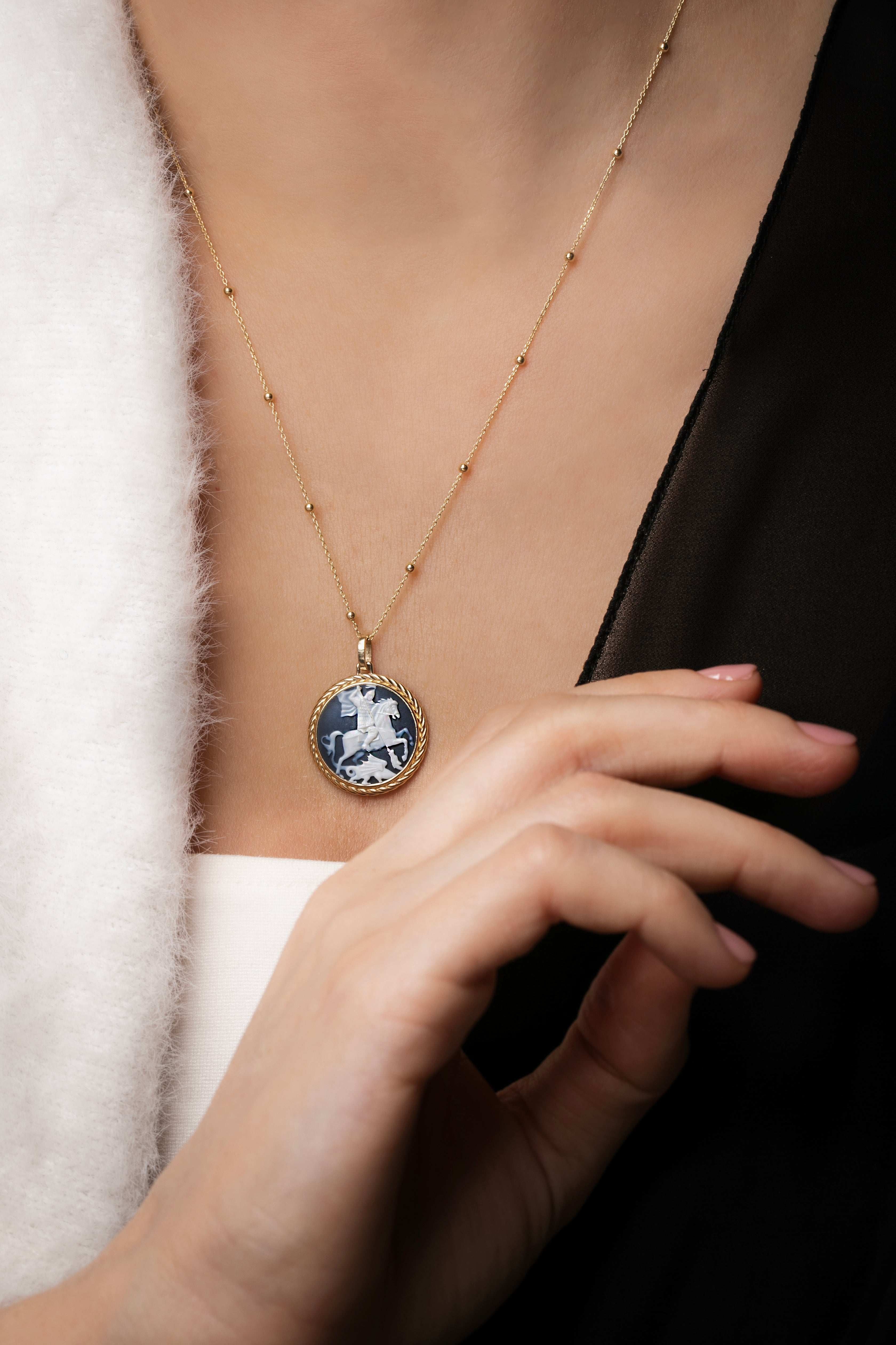 SARDONYX SAINT GEORGE NECKLACE