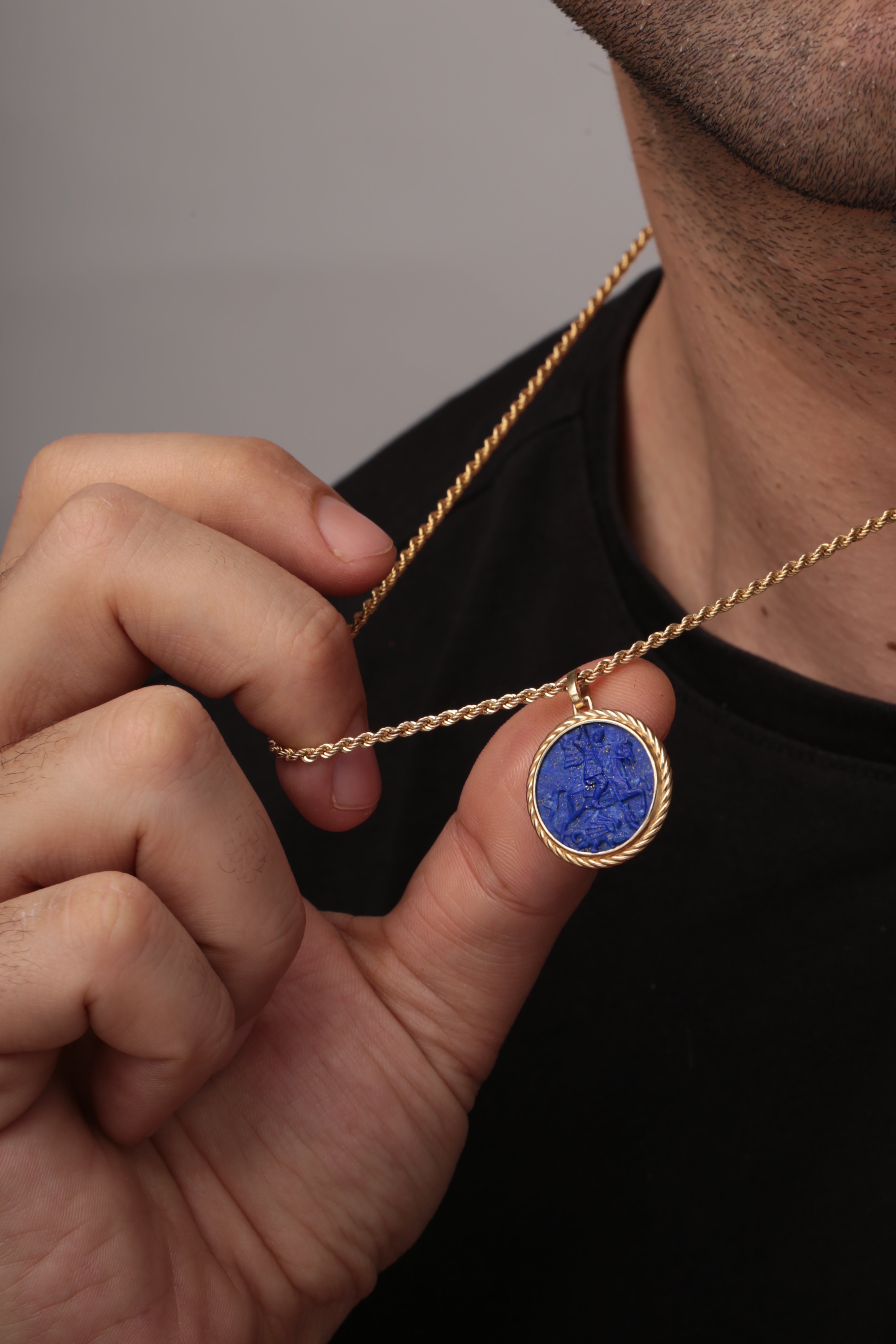 LAPIS LAZULI SAINT GEORGE NECKLACE