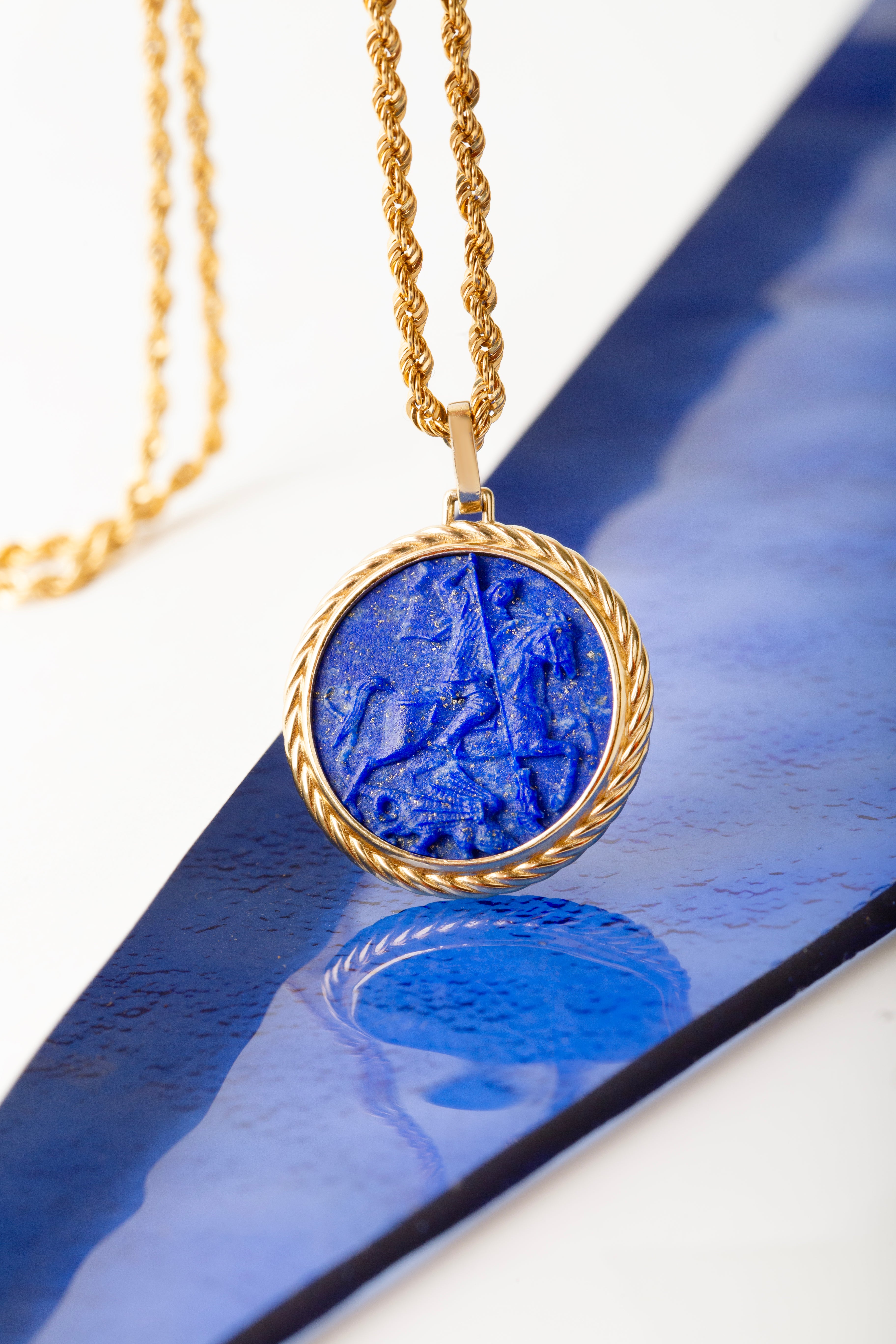 LAPIS LAZULI SAINT GEORGE NECKLACE