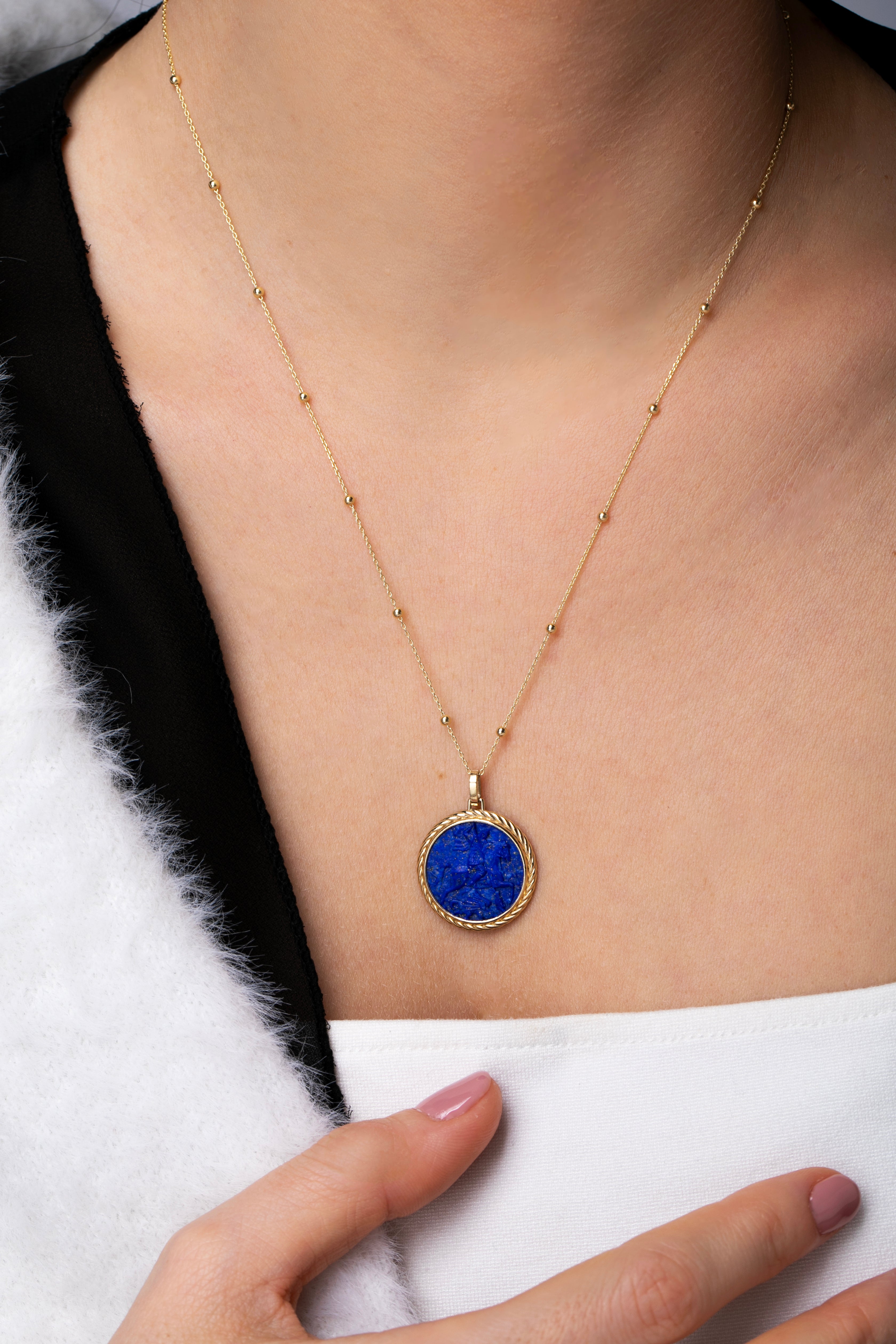 LAPIS LAZULI SAINT GEORGE NECKLACE