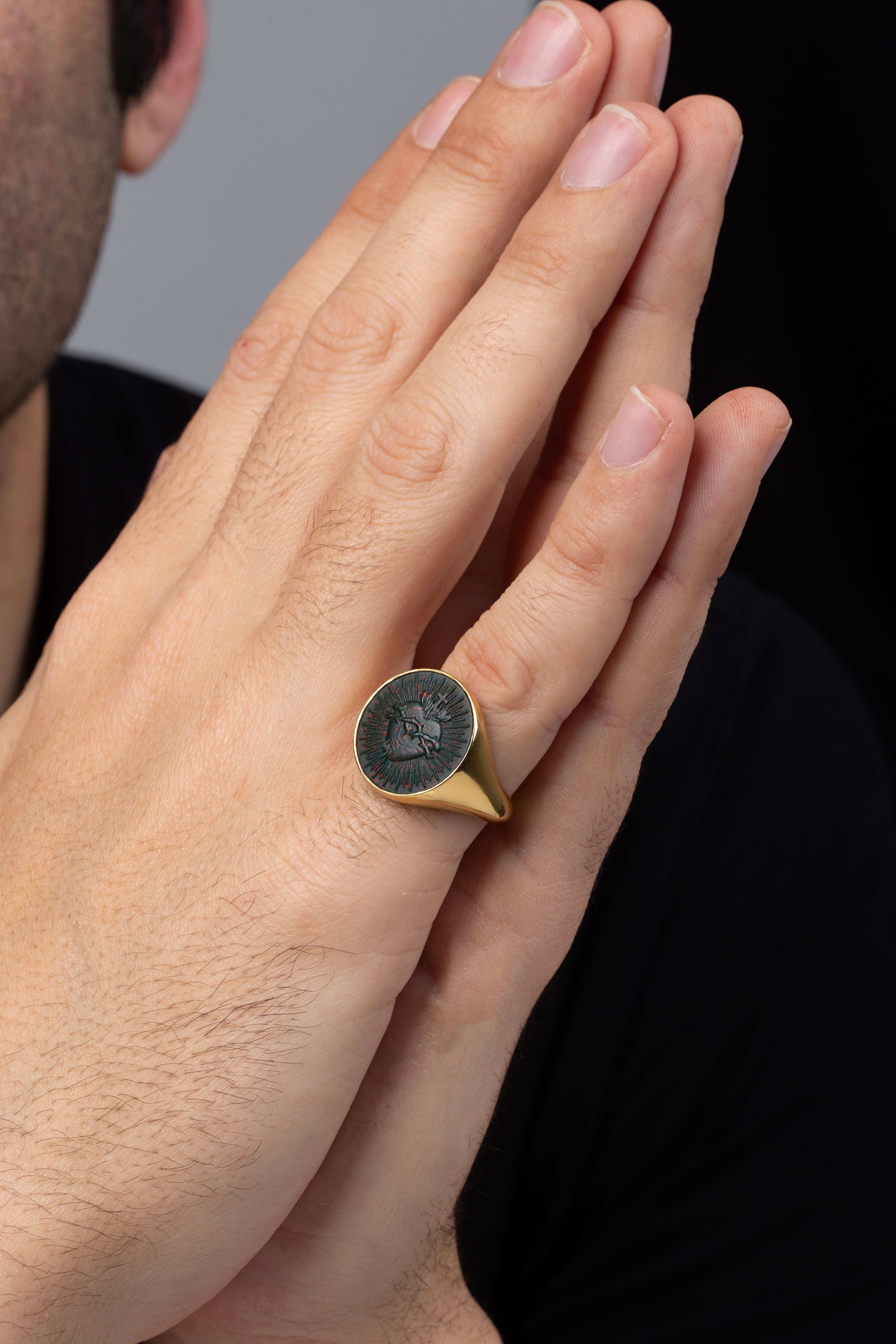 BLOODSTONE SACRED HEART RING