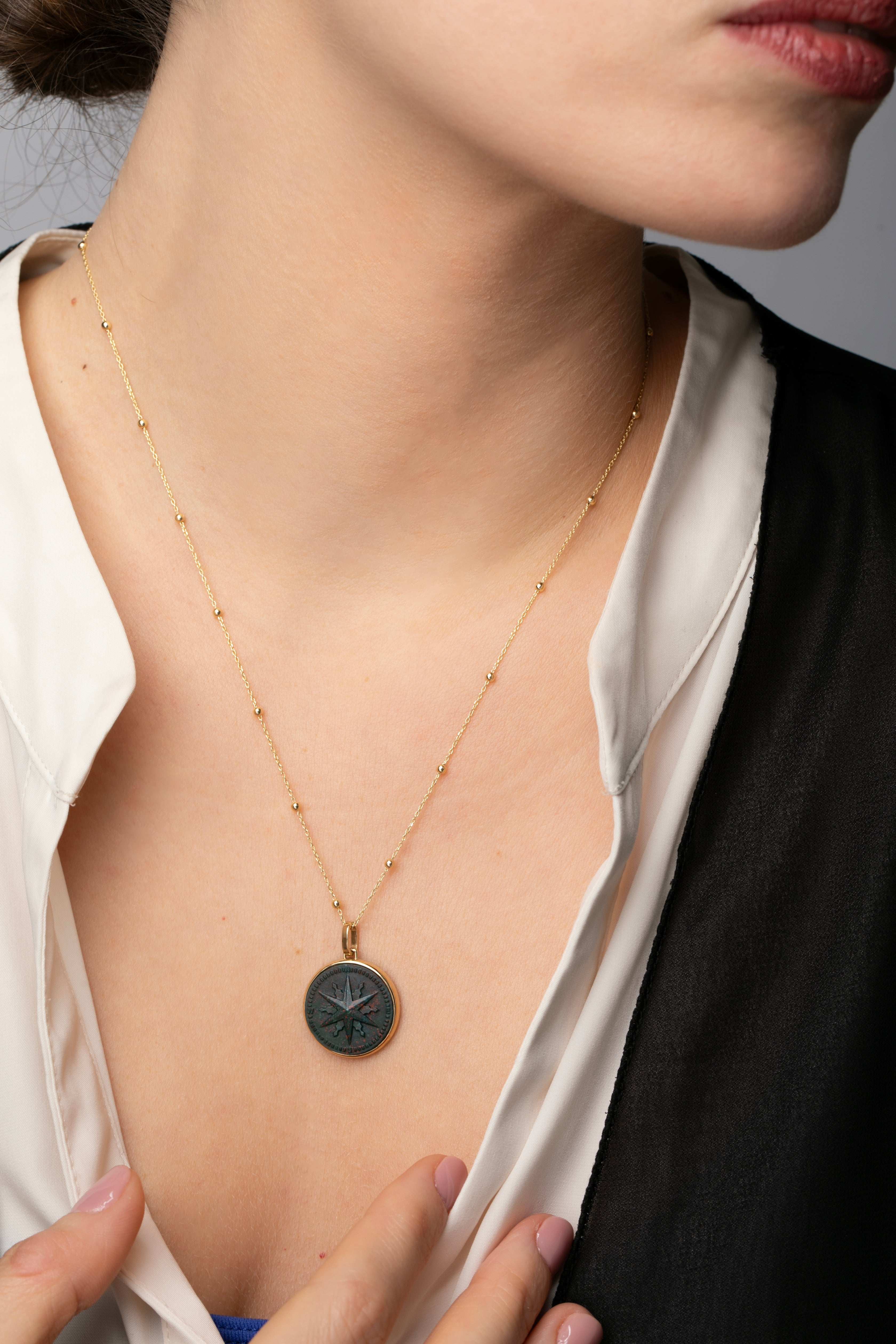 BLOODSTONE COMPASS NECKLACE
