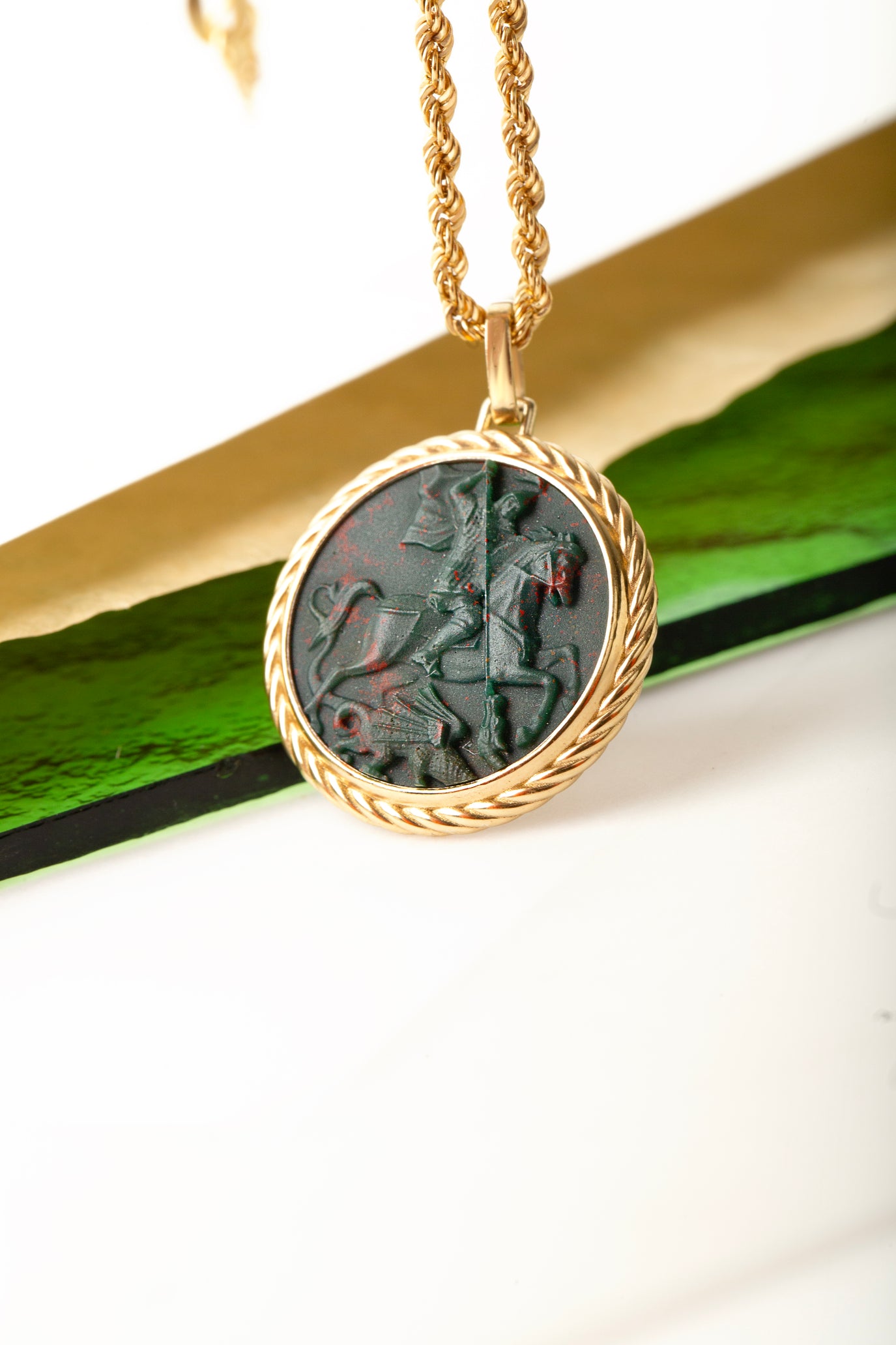 BLOODSTONE SAINT GEORGE NECKLACE