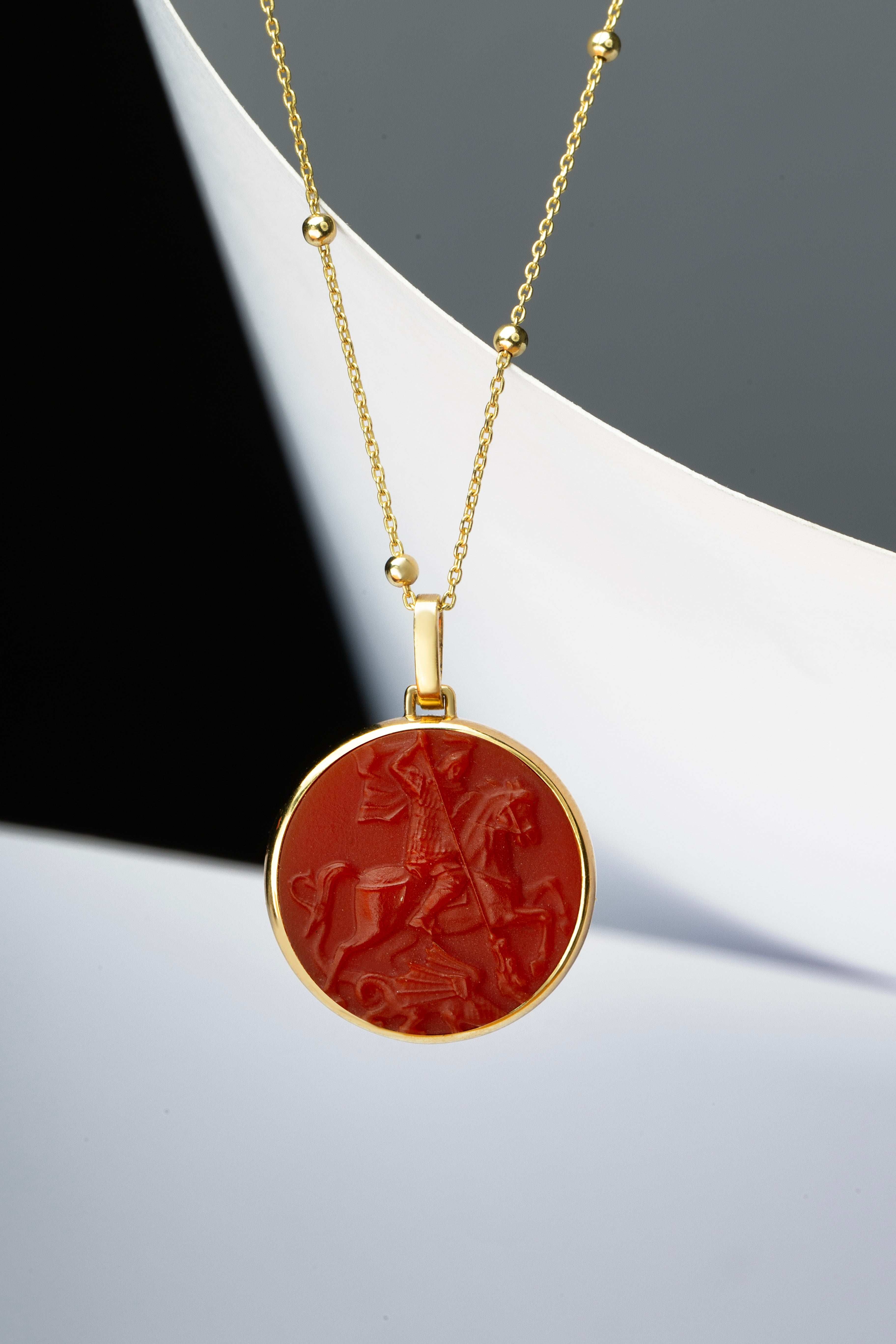 CARNELIAN SAINT GEORGE NECKLACE