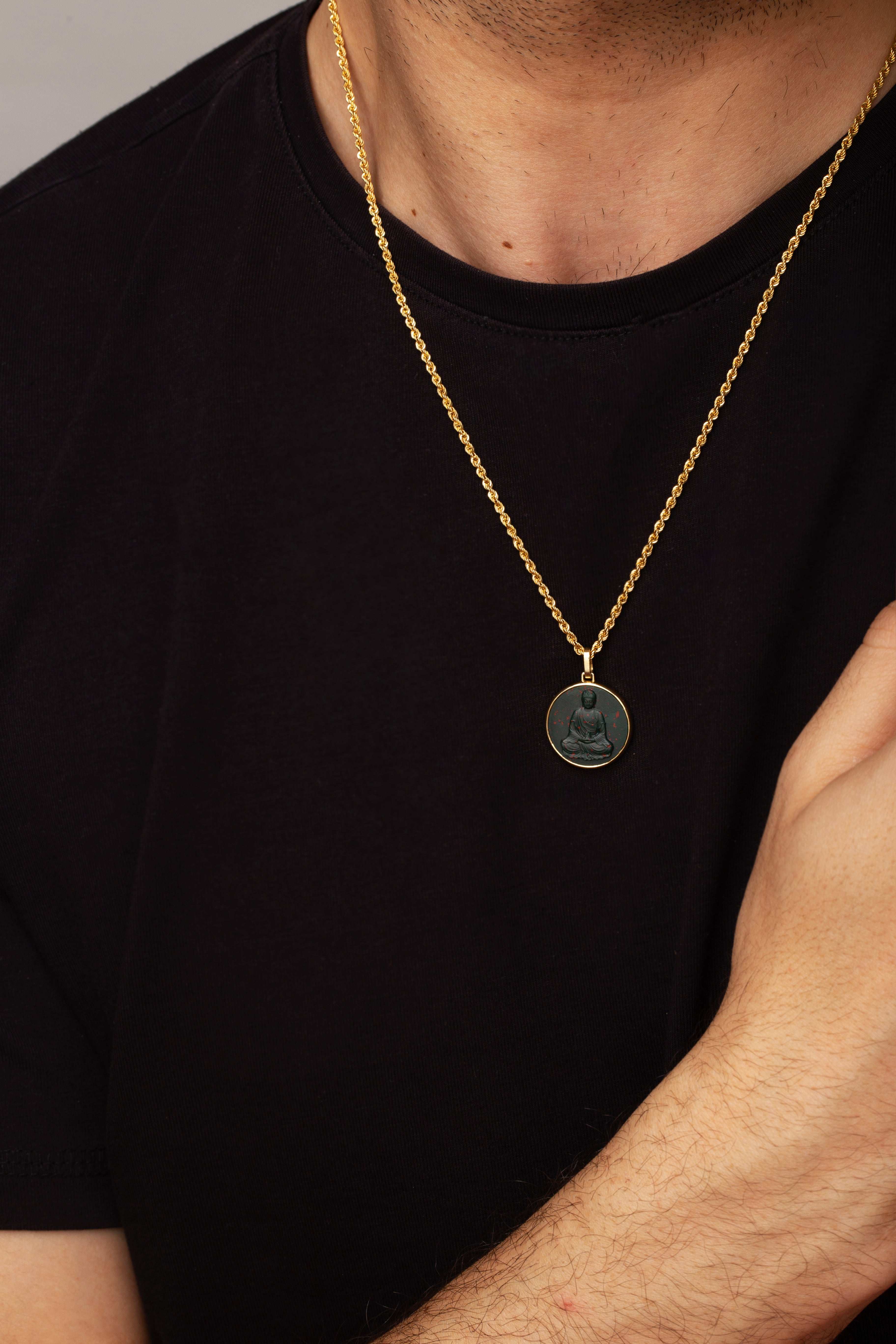 BLOODSTONE BUDDHA NECKLACE