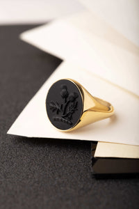 ONYX THISTLE RING