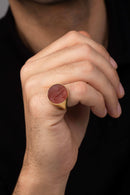 CARNELIAN AMERICAN EAGLE COIN RING