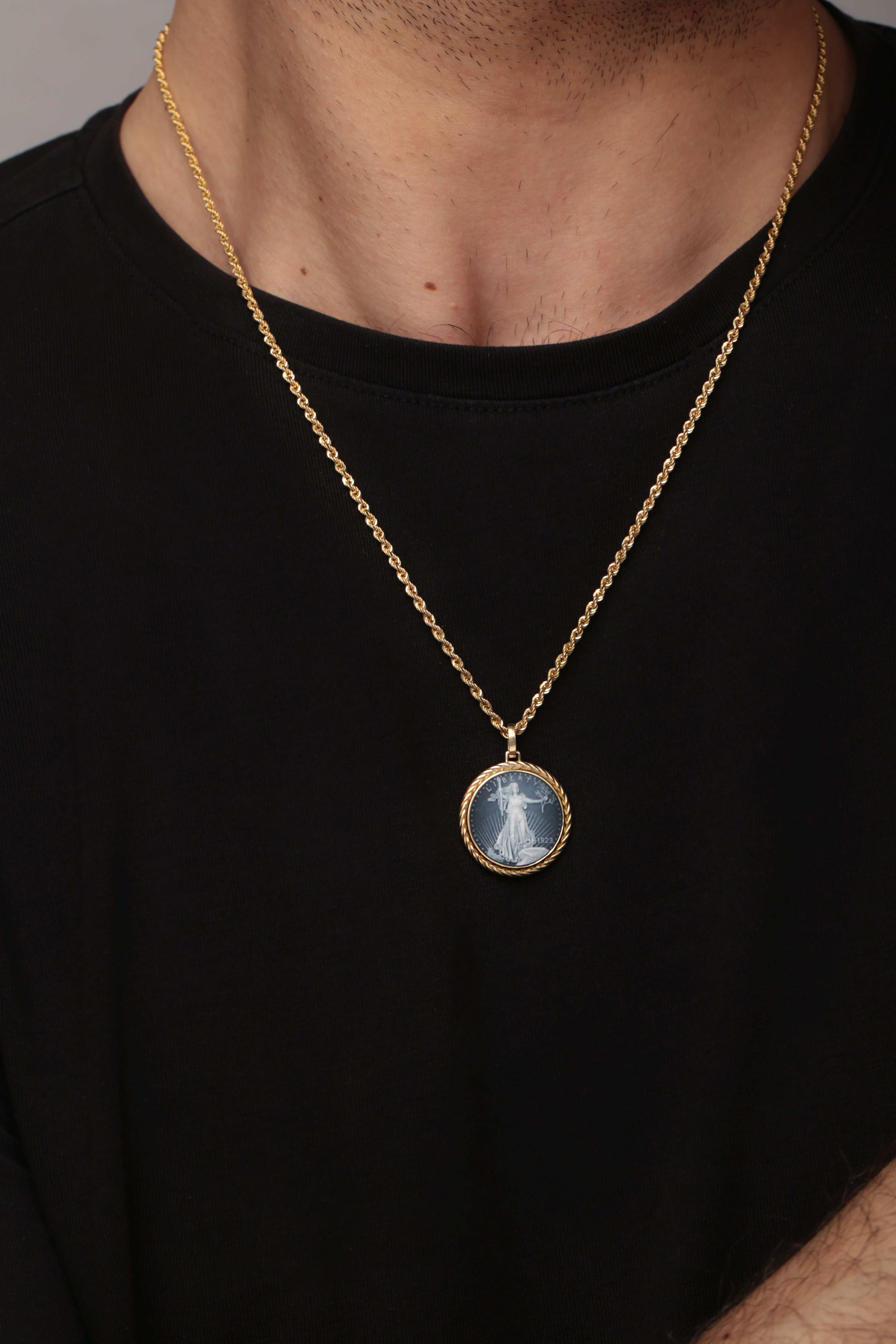 SARDONYX AMERICAN EAGLE COIN NECKLACE