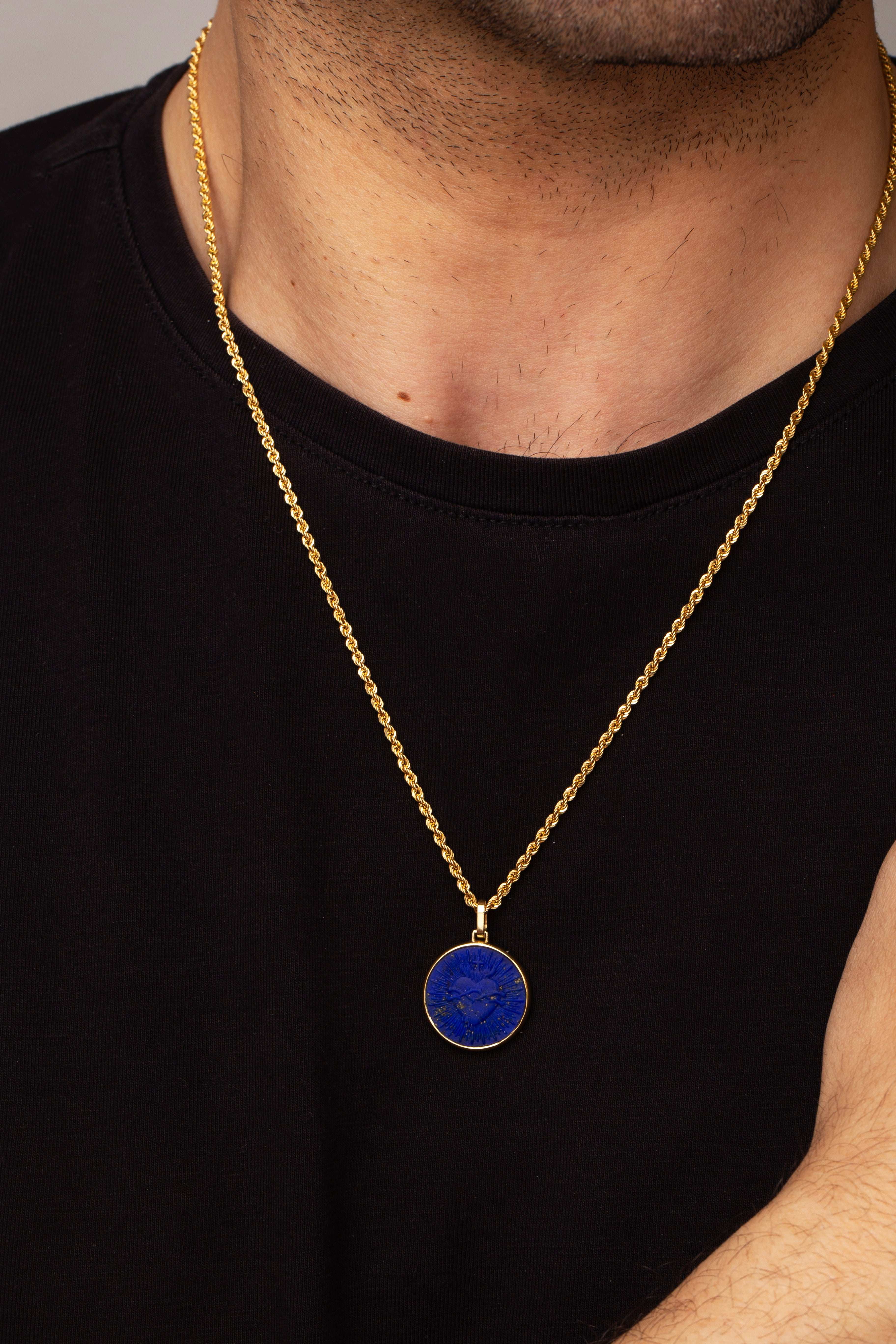 LAPIS LAZULI SACRED HEART NECKLACE