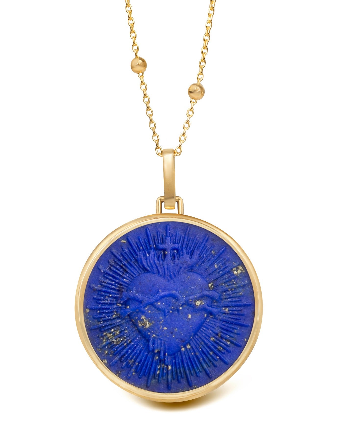 LAPIS LAZULI SACRED HEART NECKLACE