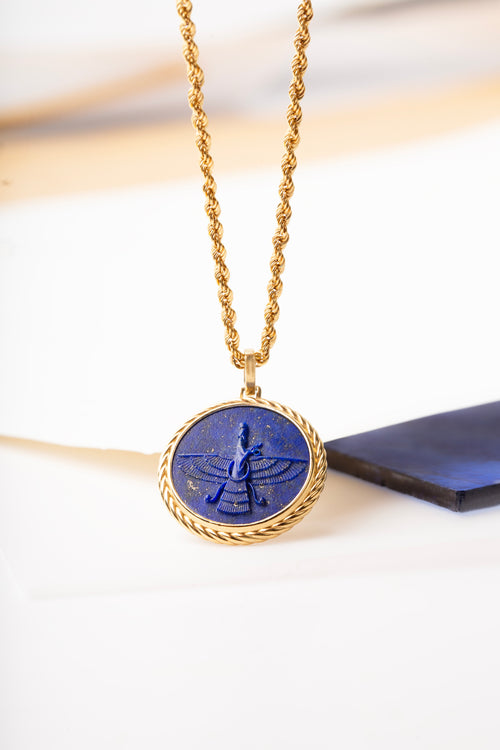 LAPIS LAZULI FARAVAHAR NECKLACE