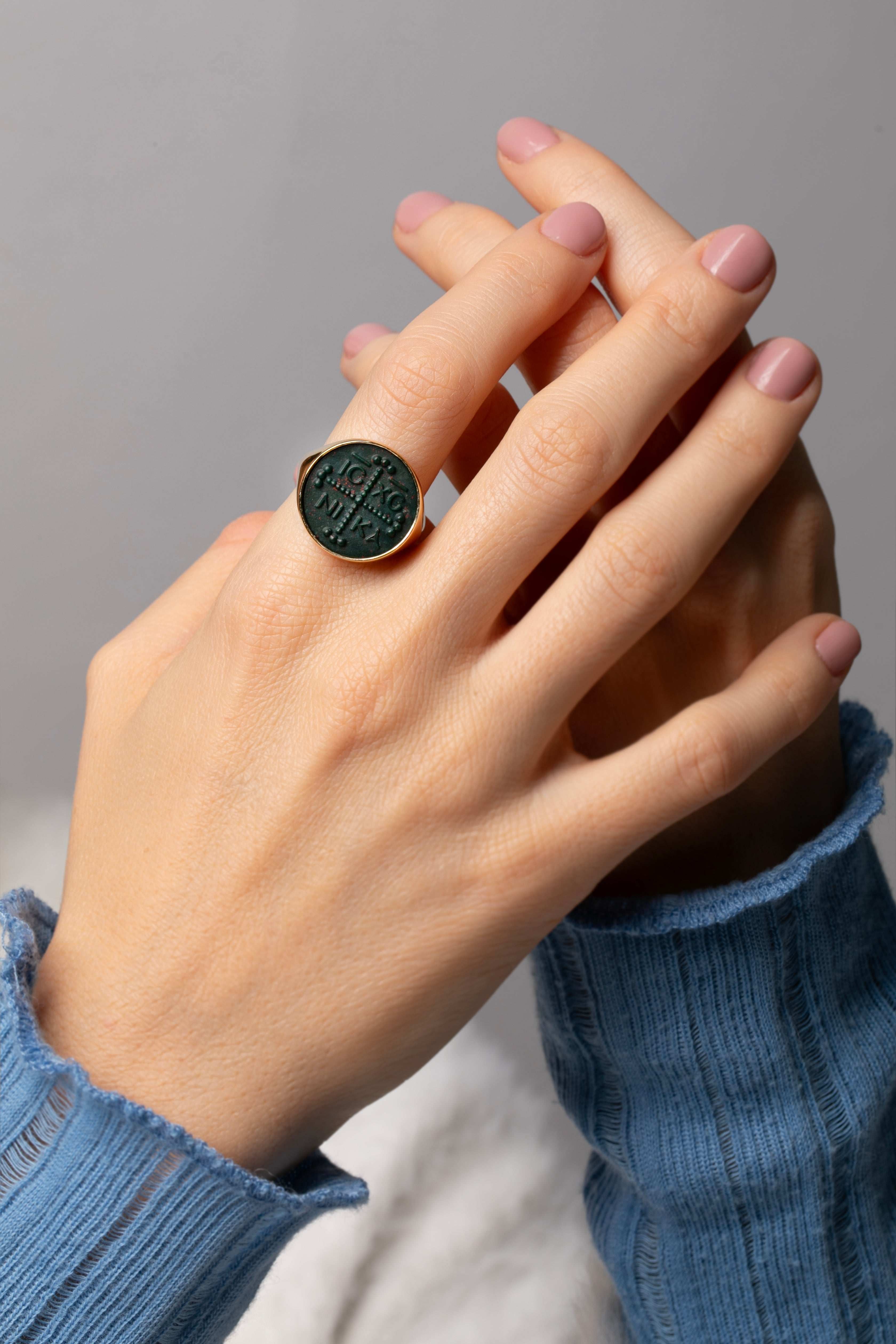 BLOODSTONE ICXC NIKA RING