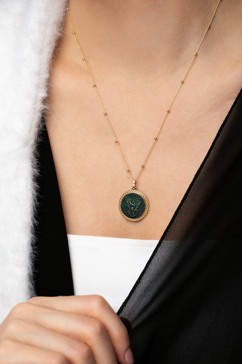 BLOODSTONE MICHAEL ARCHANGEL NECKLACE