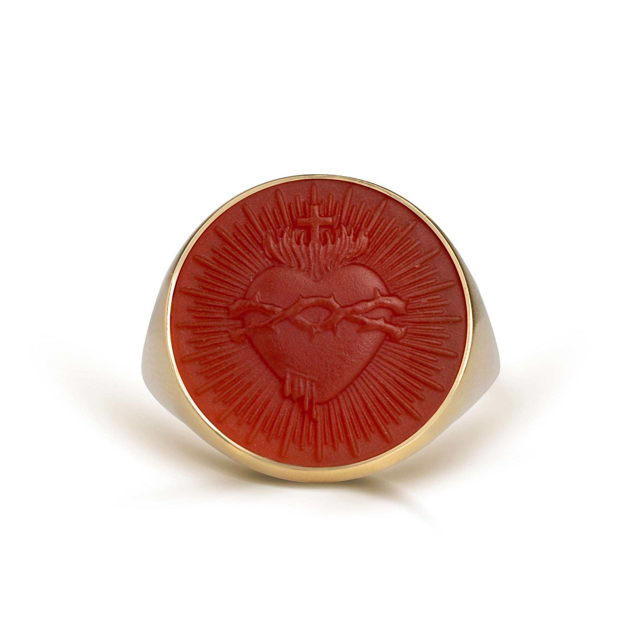 CARNELIAN SACRED HEART RING