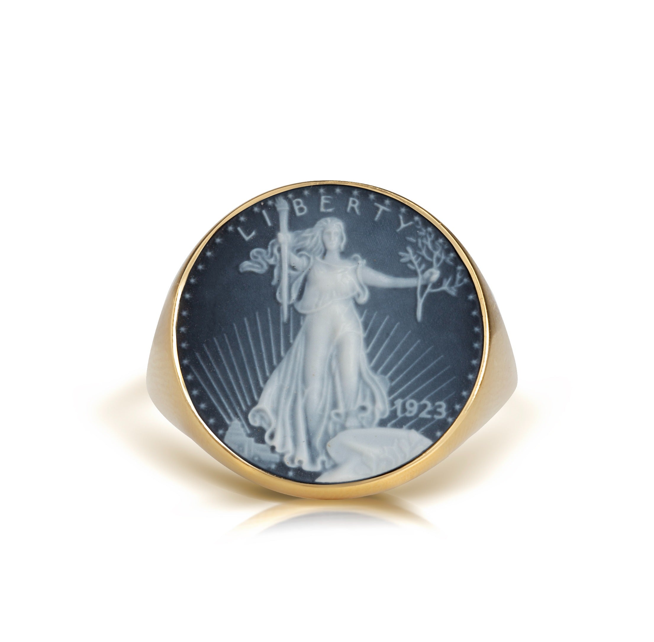 SARDONYX AMERICAN EAGLE COIN RING