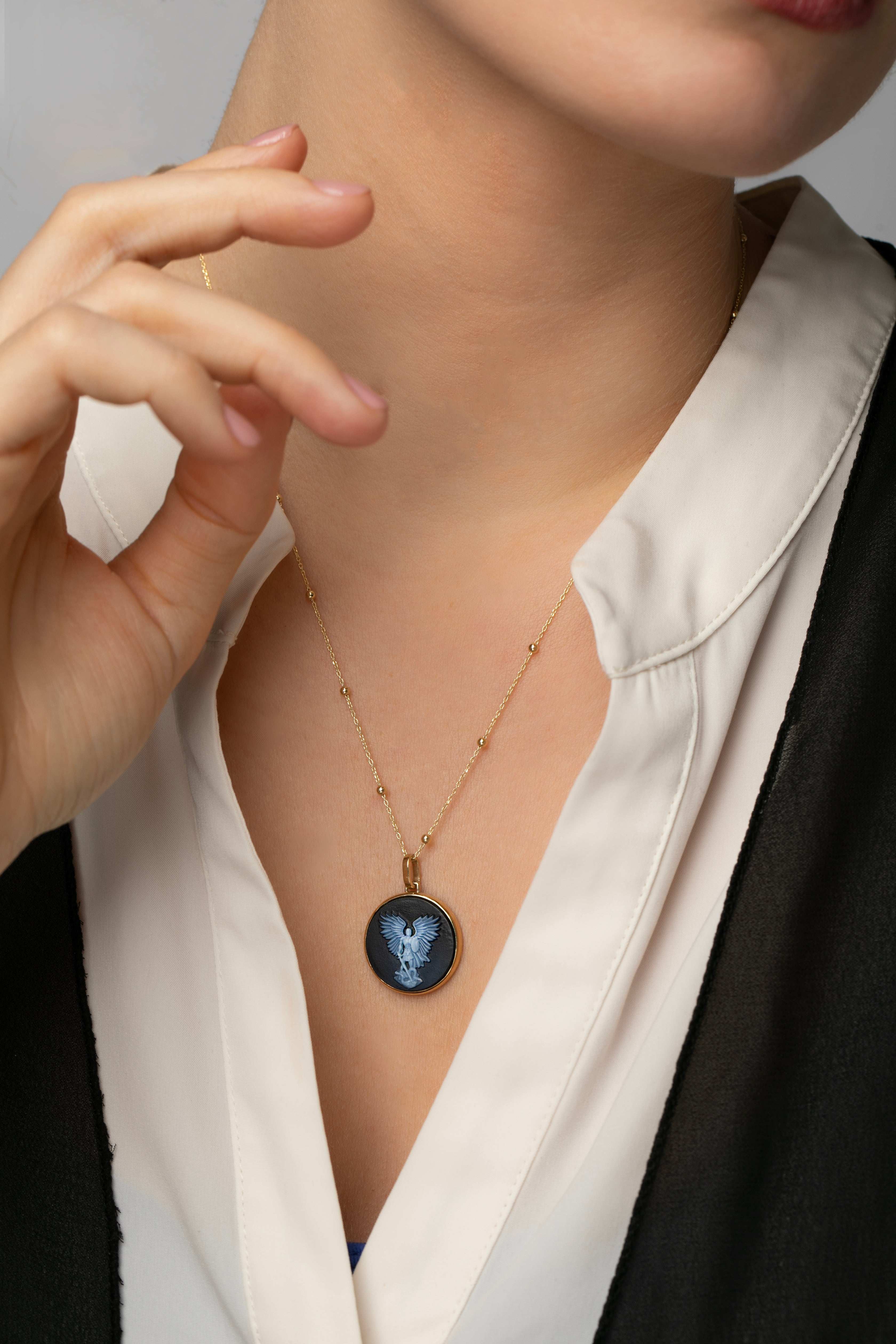 SARDONYX MICHAEL ARCHANGEL NECKLACE