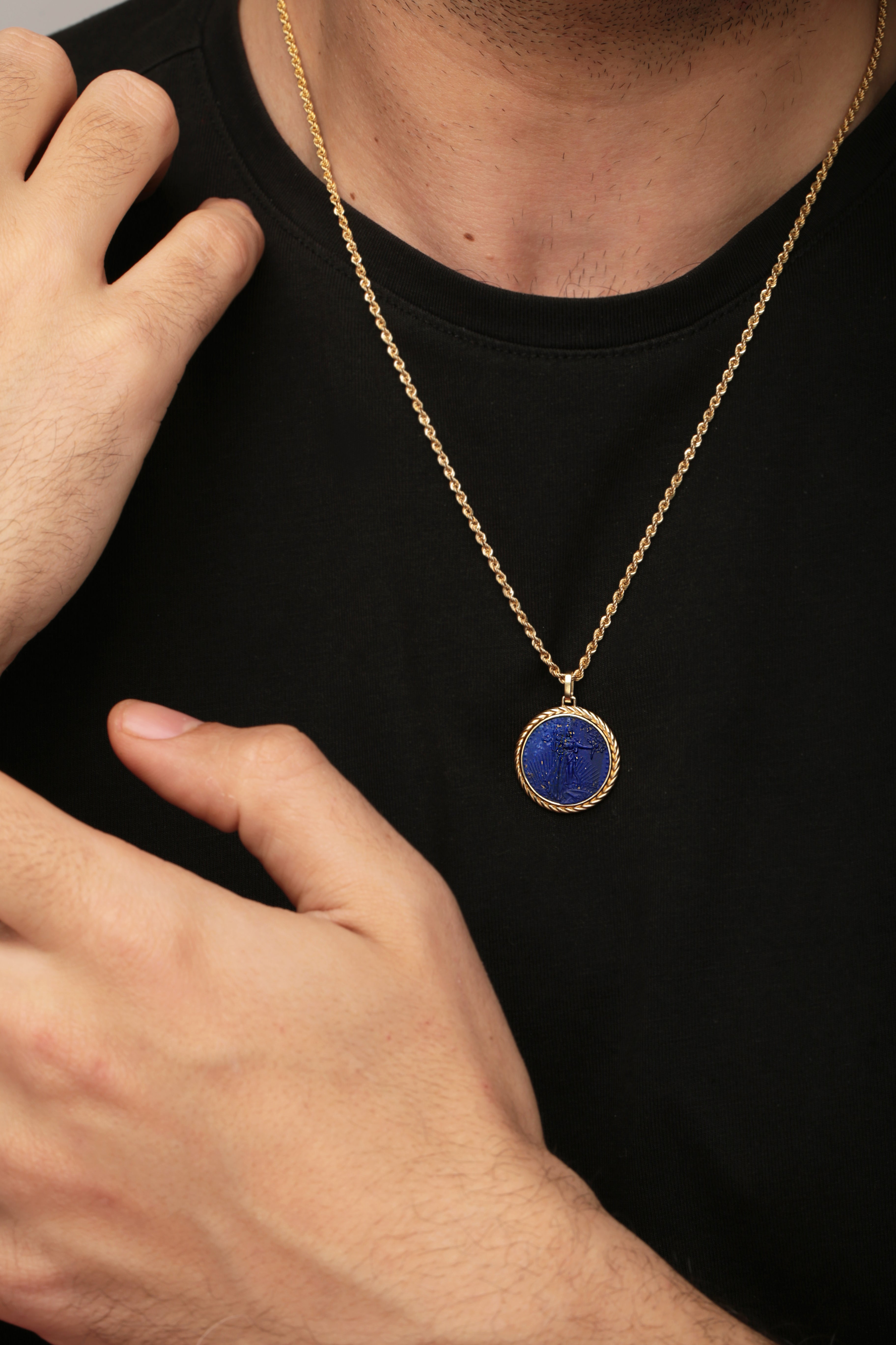 LAPIS LAZULI AMERICAN EAGLE COIN NECKLACE