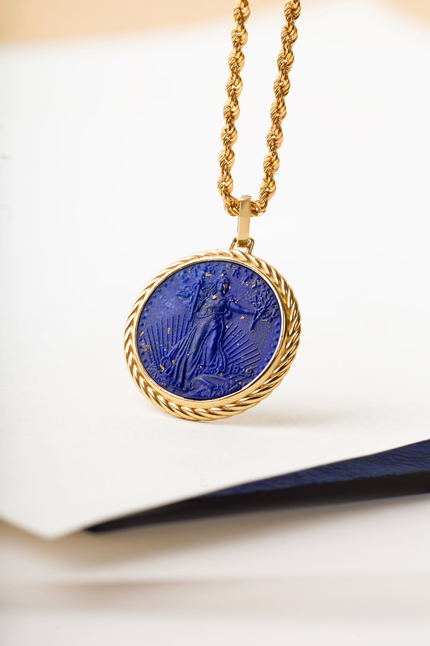 LAPIS LAZULI AMERICAN EAGLE COIN NECKLACE