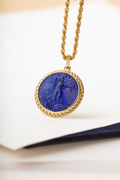 LAPIS LAZULI AMERICAN EAGLE COIN NECKLACE