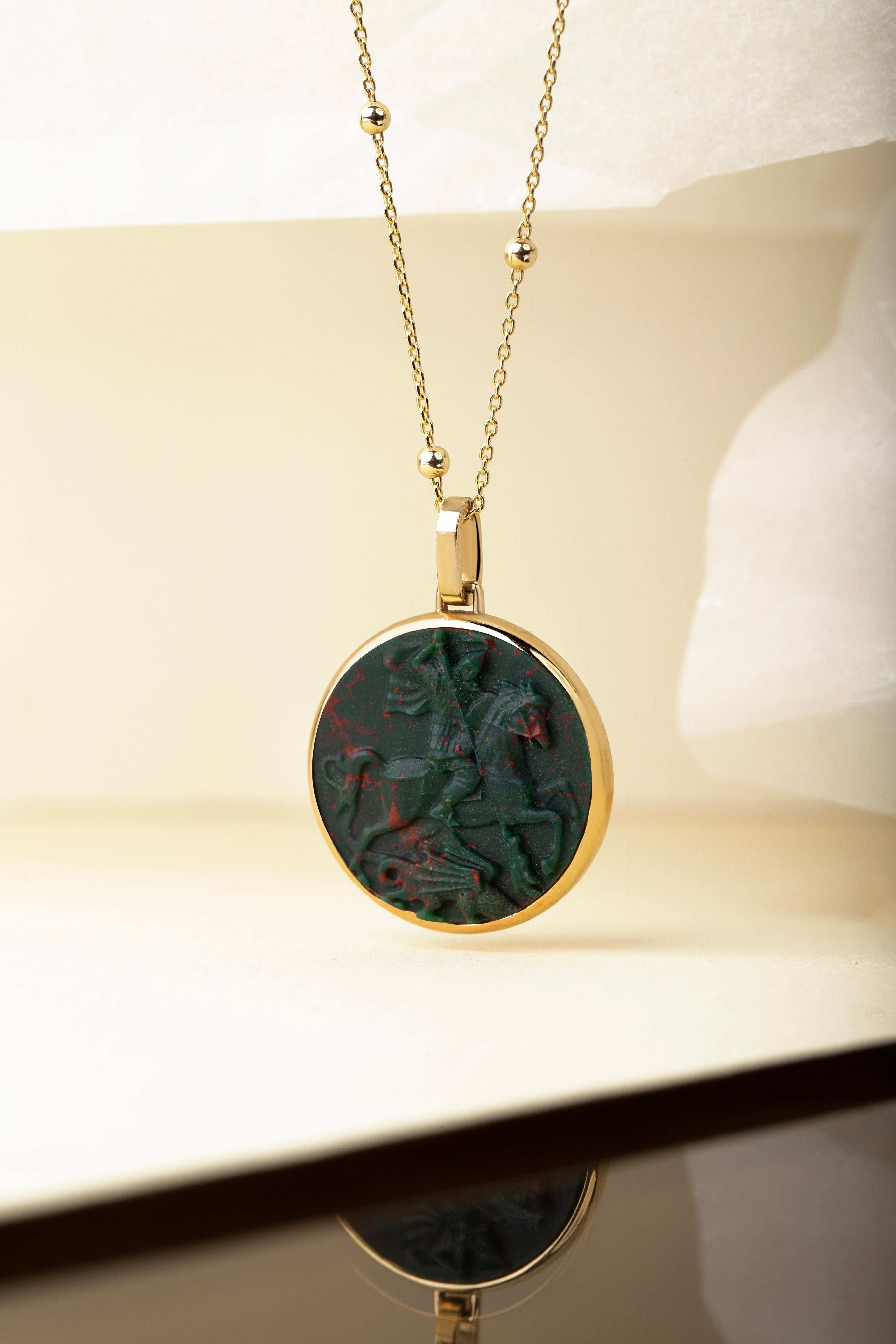 BLOODSTONE SAINT GEORGE NECKLACE