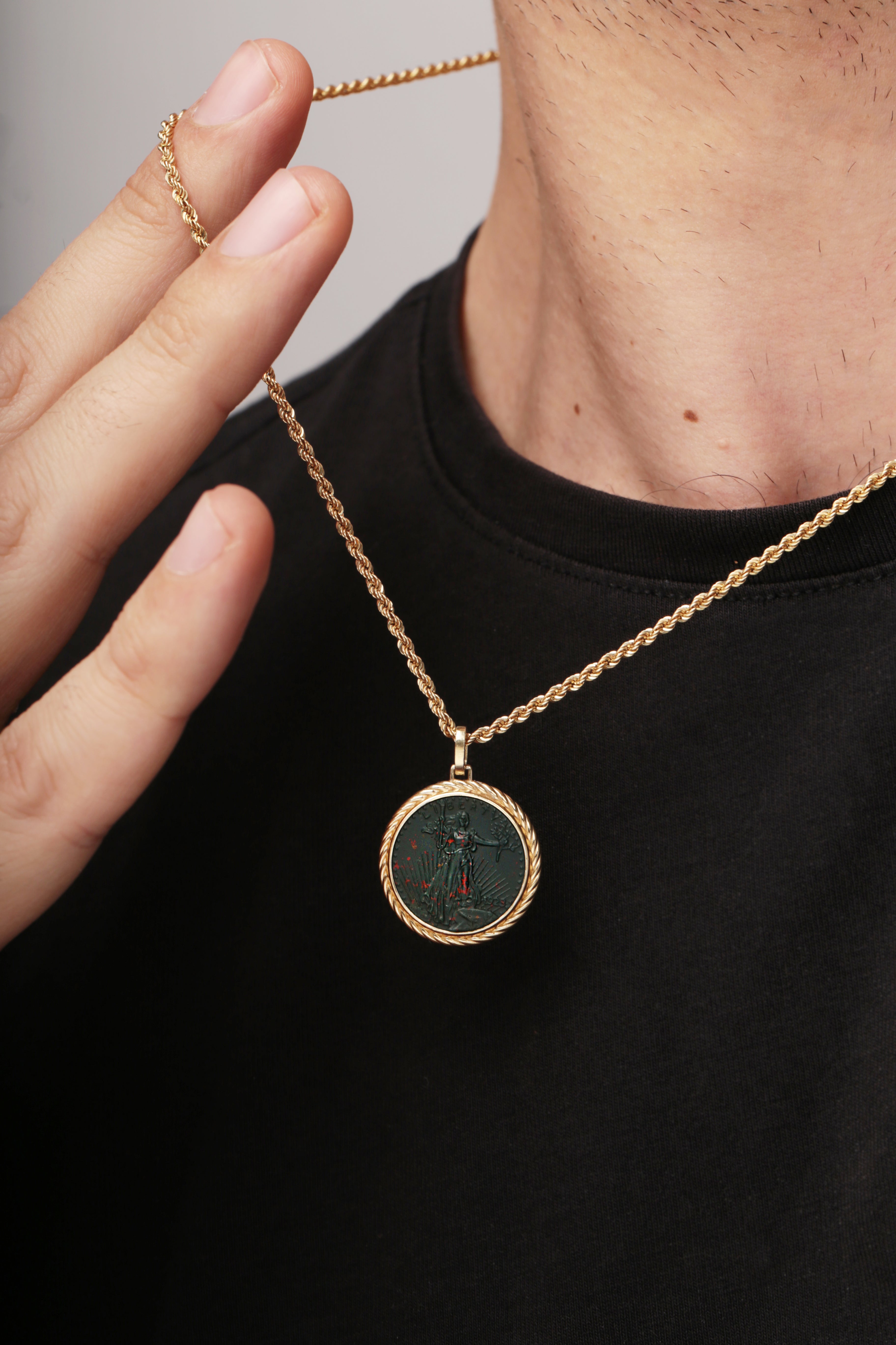 BLOODSTONE AMERICAN EAGLE COIN NECKLACE