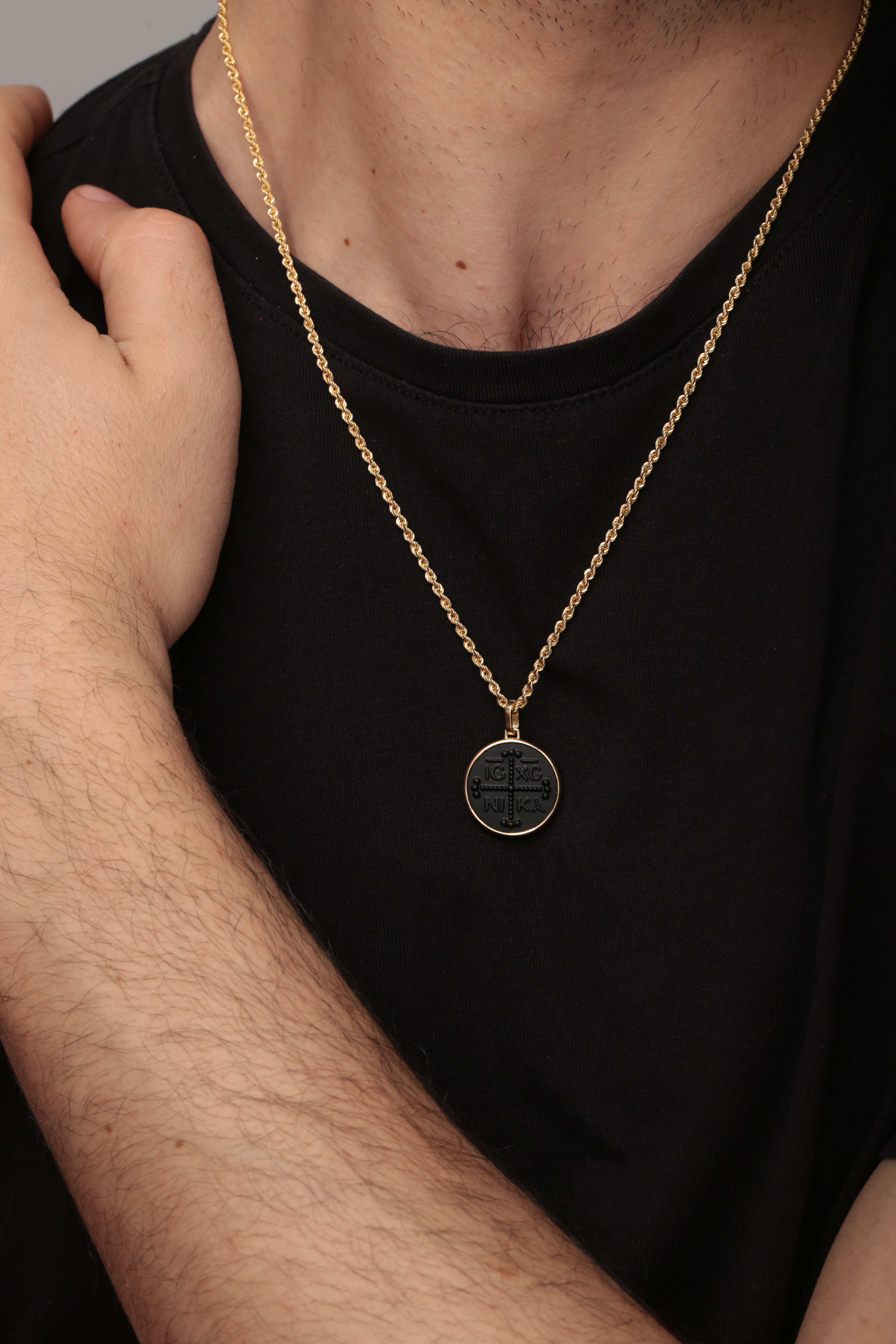 ONYX ICXC NIKA CROSS NECKLACE