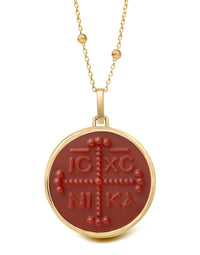 CARNELIAN ICXC NIKA CROSS NECKLACE