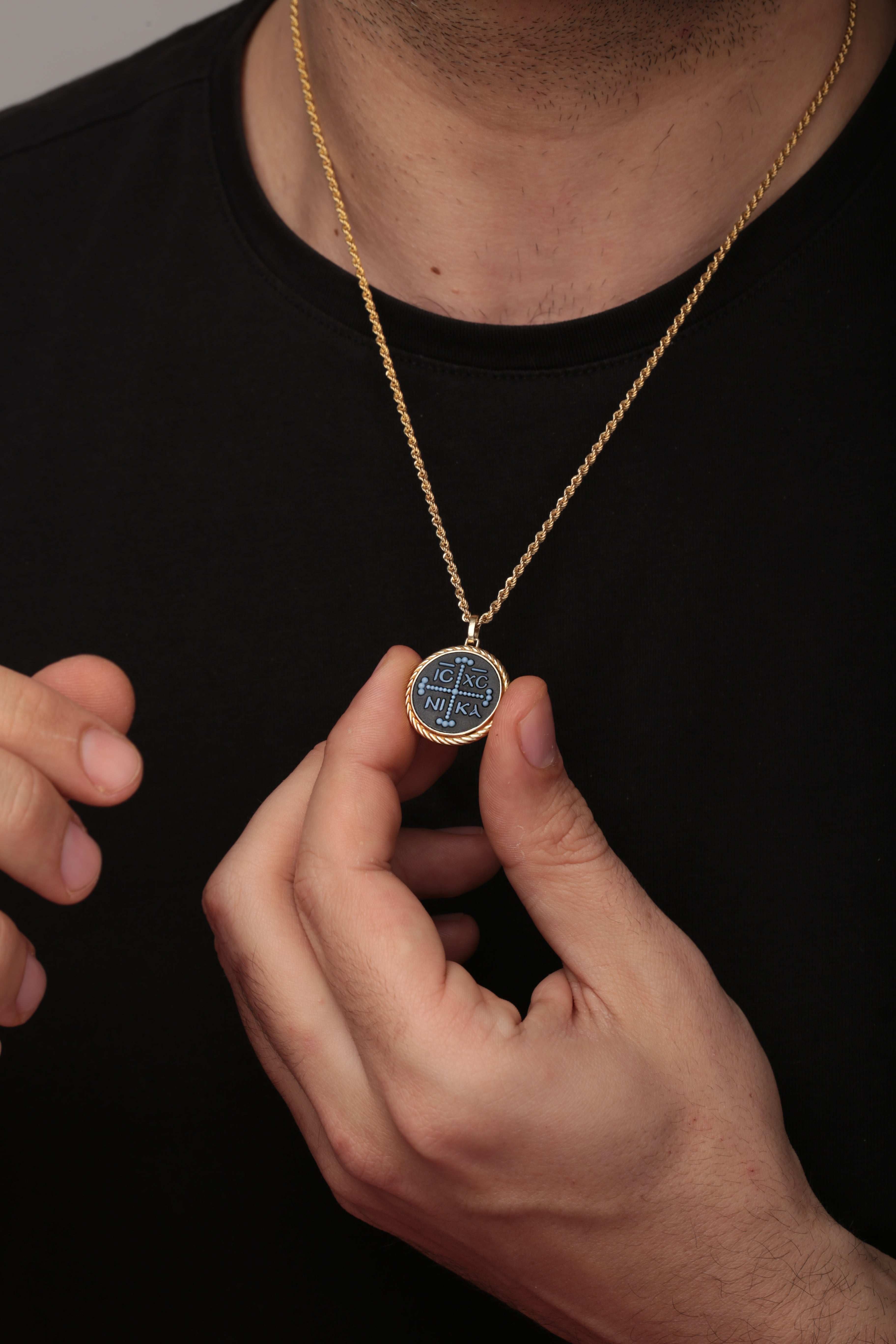 SARDONYX ICXC NIKA CROSS NECKLACE