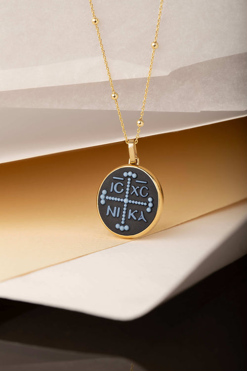 SARDONYX ICXC NIKA CROSS NECKLACE