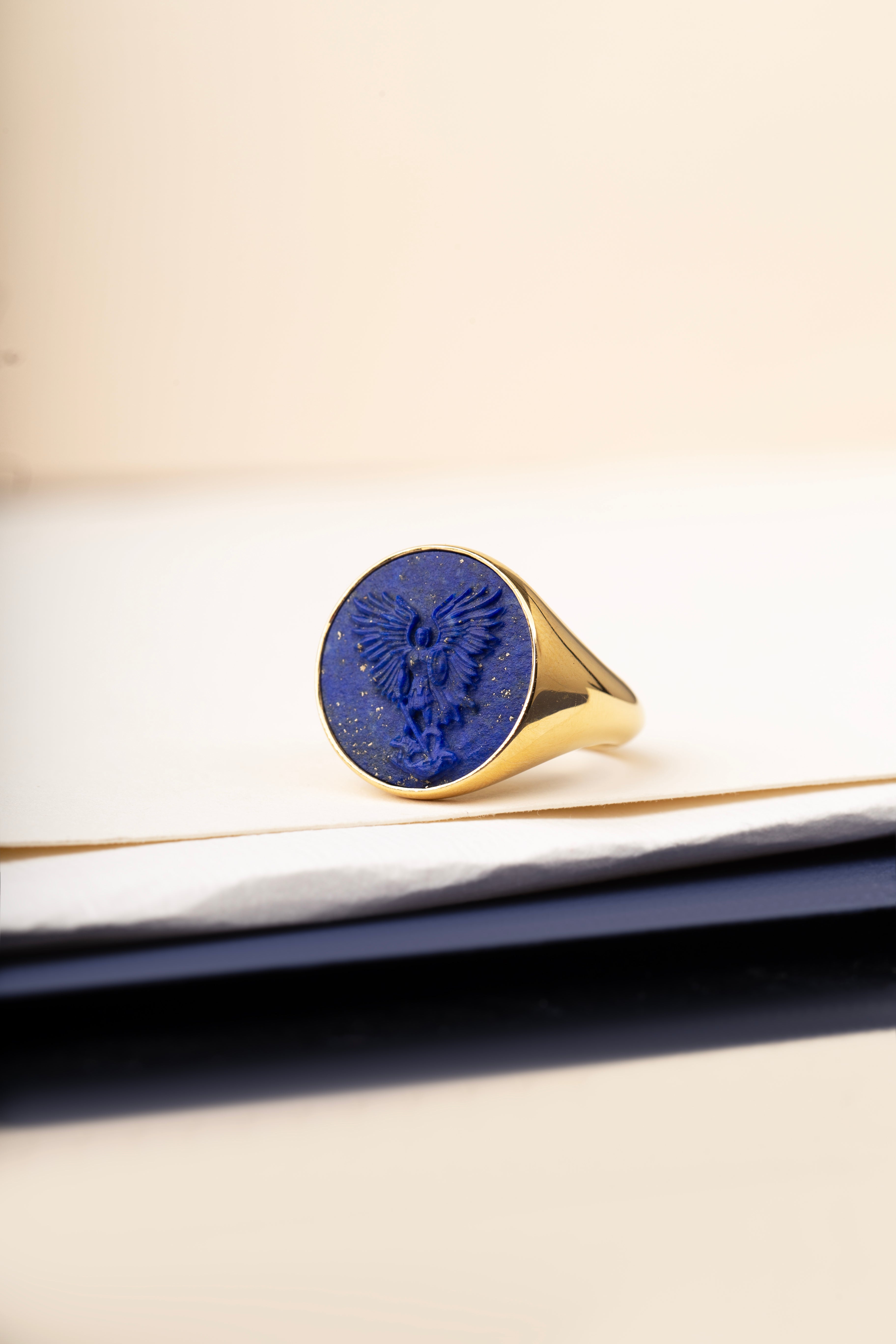 LAPIS LAZULI MICHAEL ARCHANGEL RING