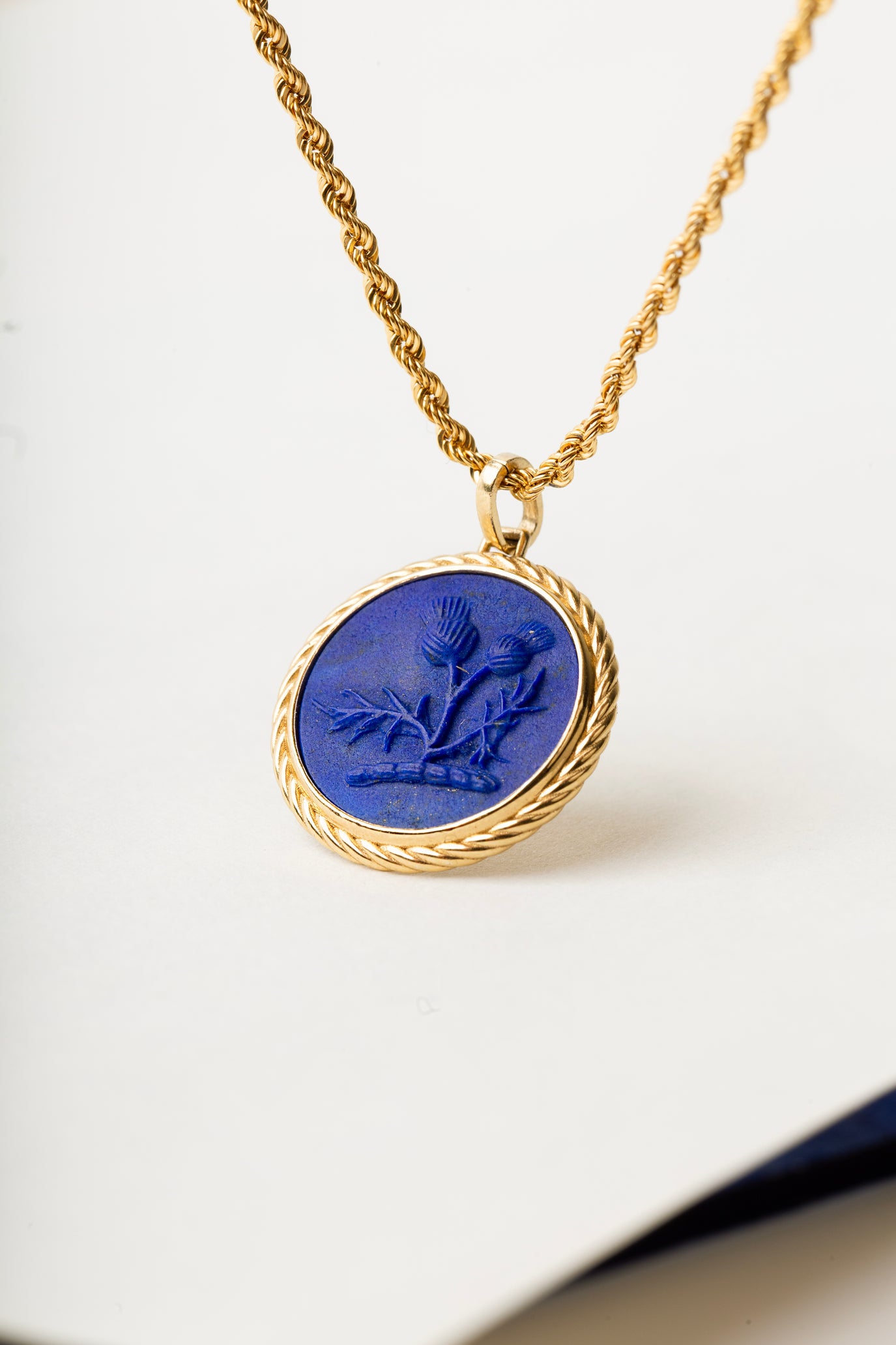 LAPIS LAZULI THISTLE NECKLACE
