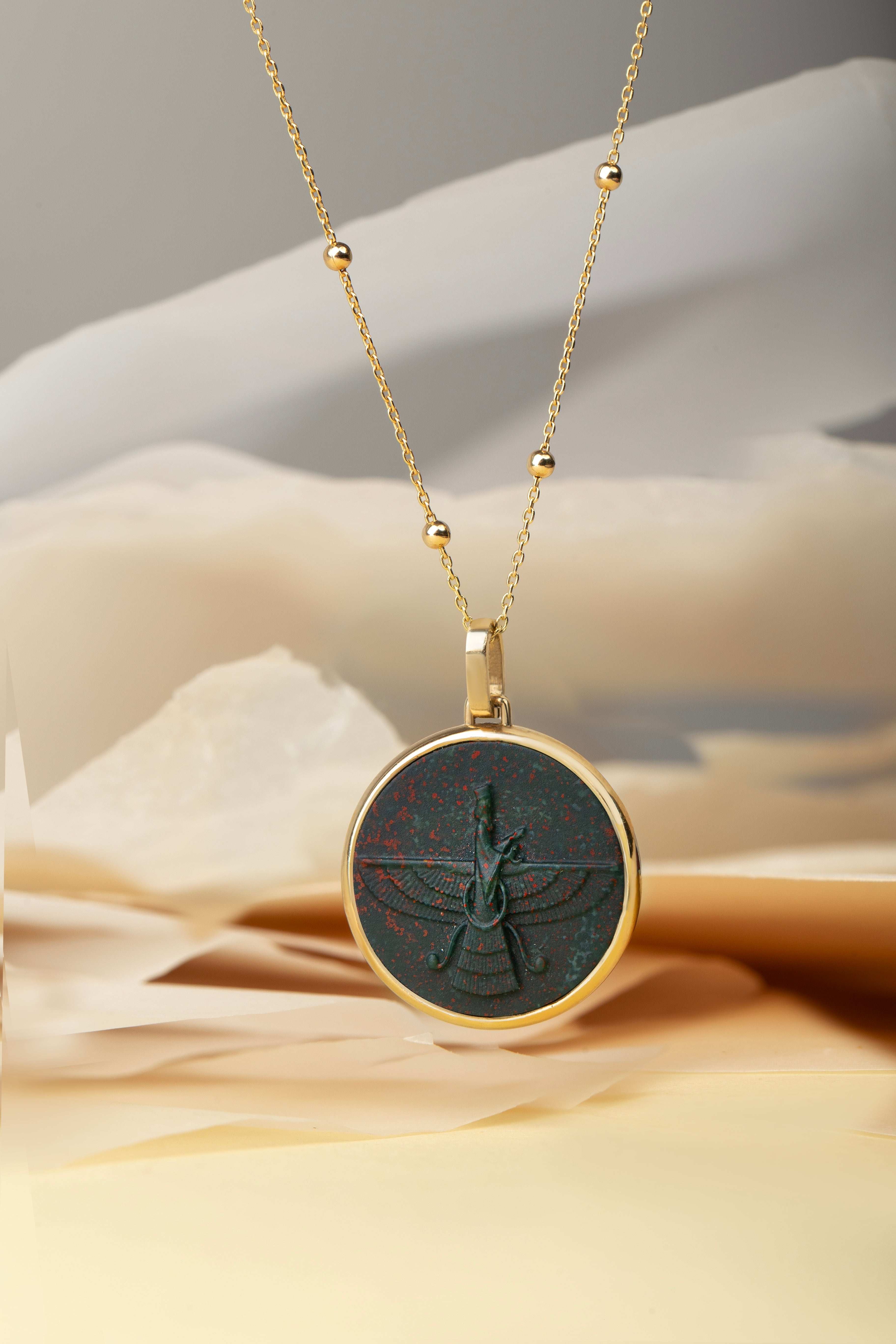 BLOODSTONE FARAVAHAR NECKLACE