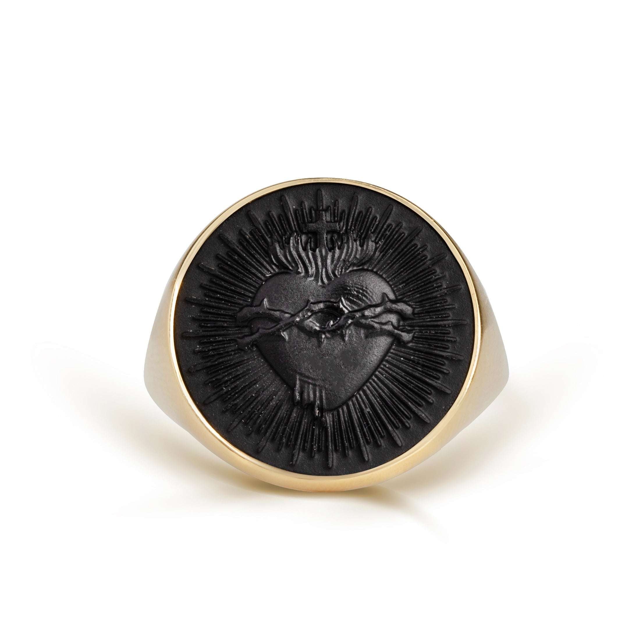ONYX SACRED HEART RING