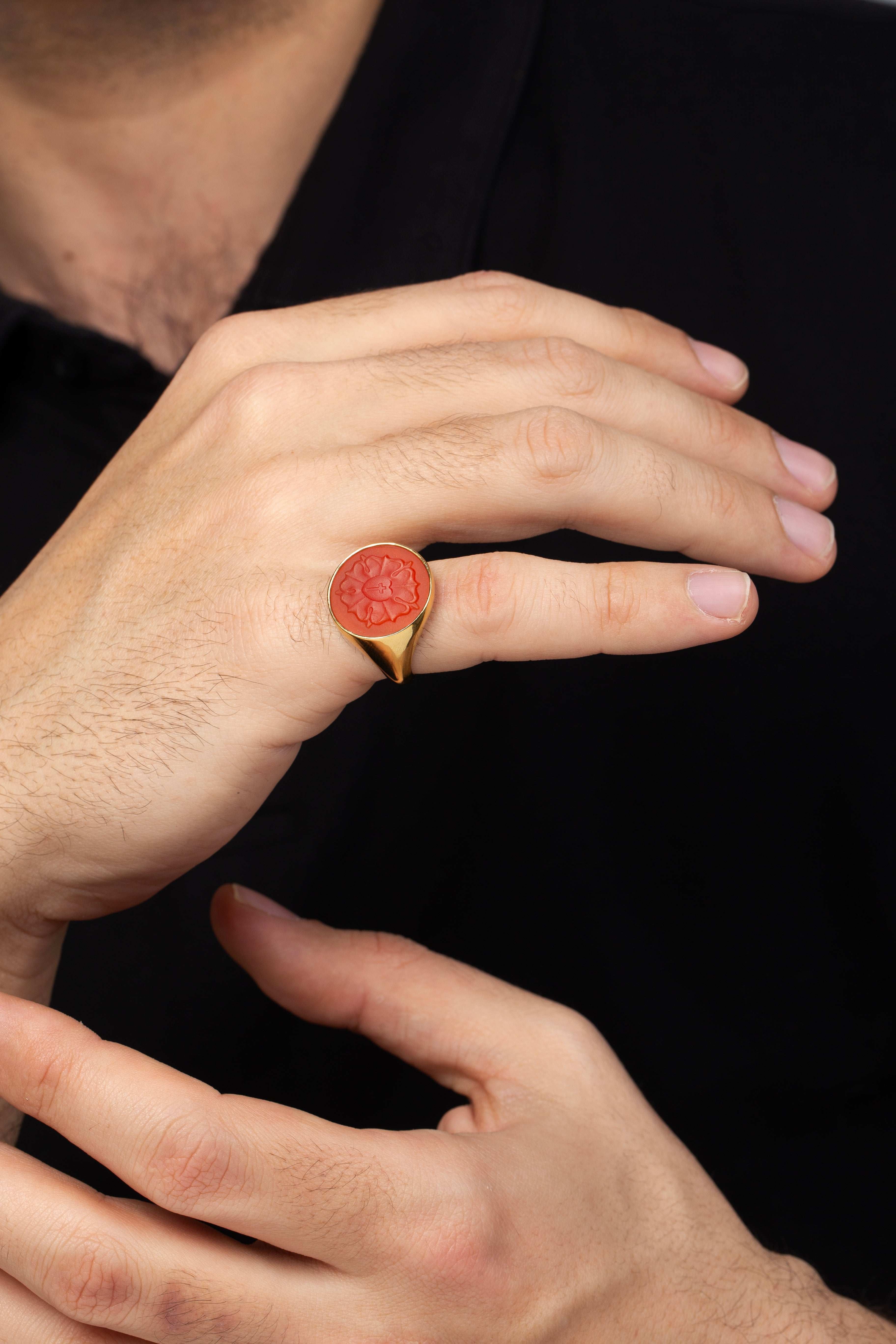 CARNELIAN LUTHER ROSE RING