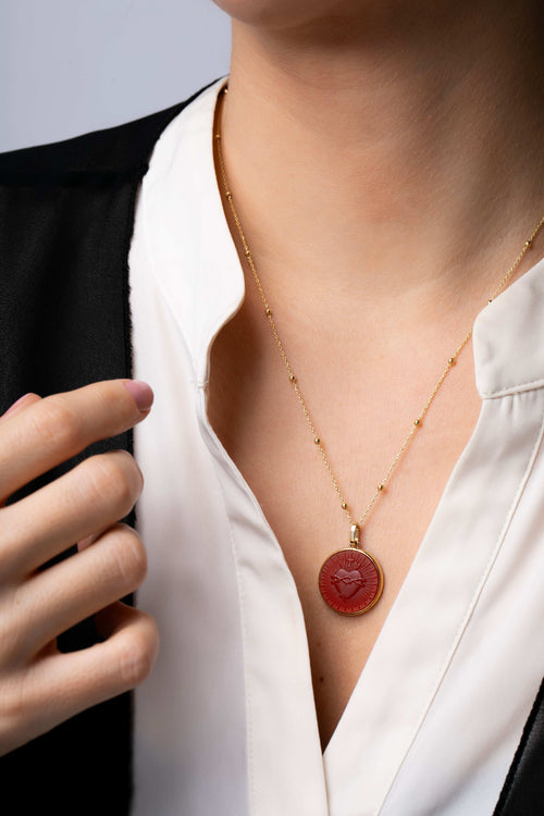 CARNELIAN SACRED HEART NECKLACE