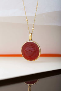 CARNELIAN SACRED HEART NECKLACE