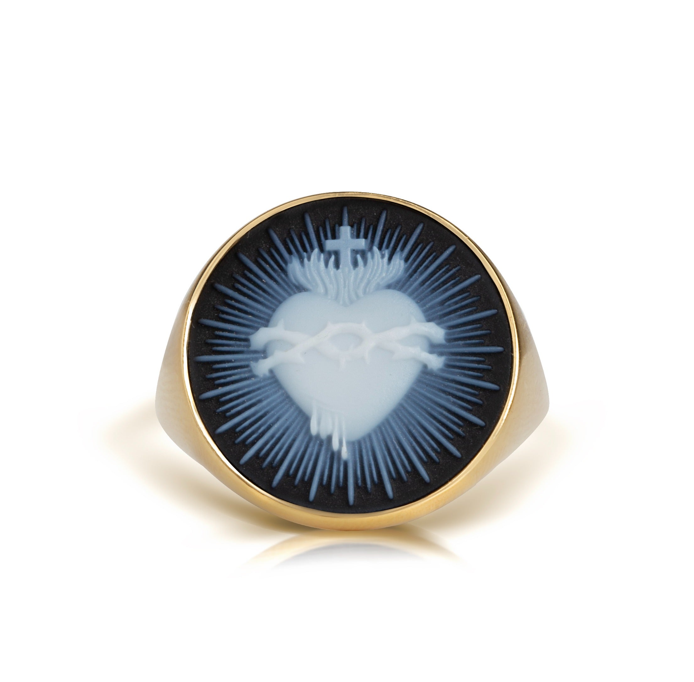 SARDONYX SACRED HEART RING