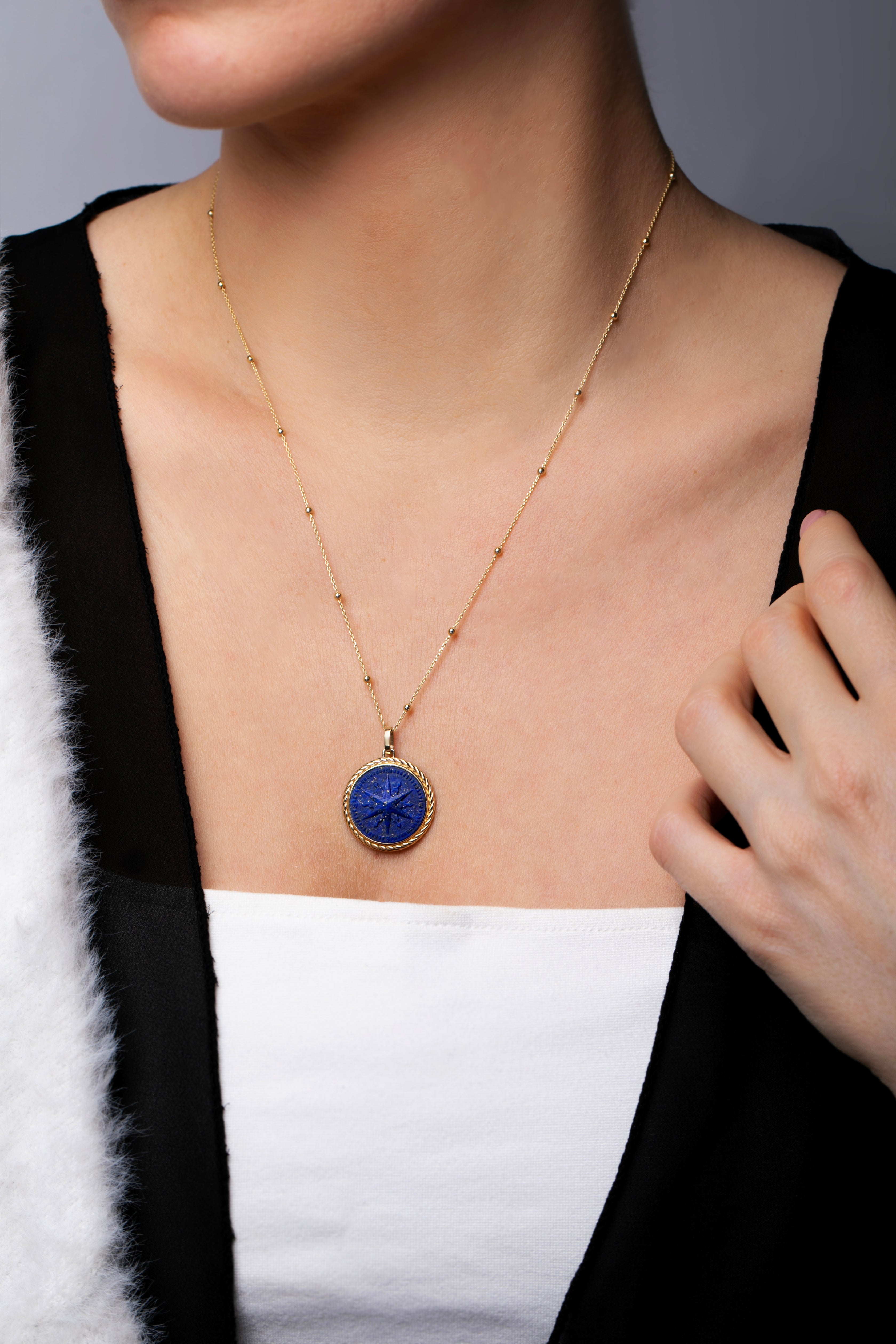 LAPIS LAZULI COMPASS NECKLACE