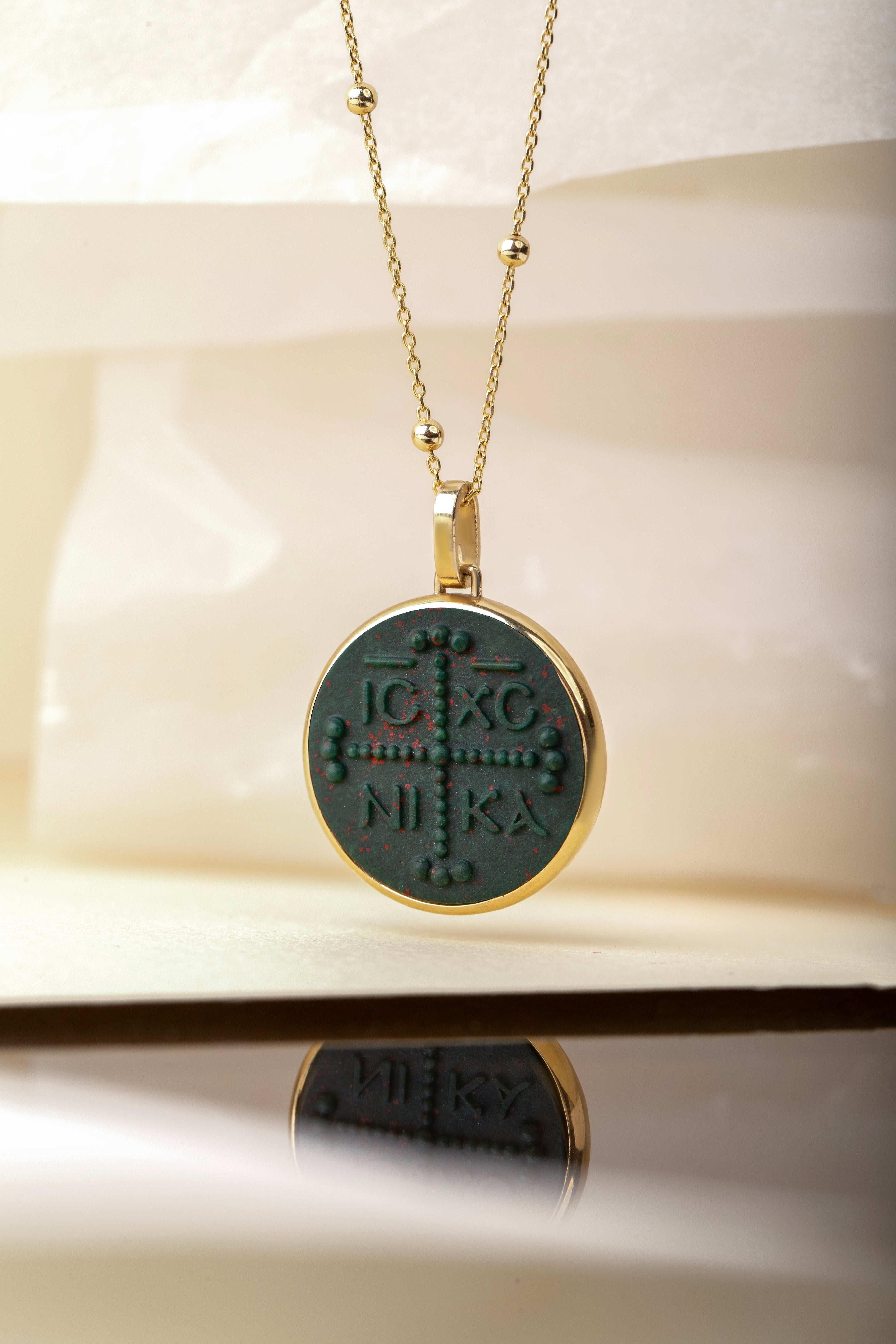 BLOODSTONE ICXC NIKA CROSS NECKLACE