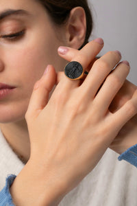 ONYX AMERICAN EAGLE COIN RING