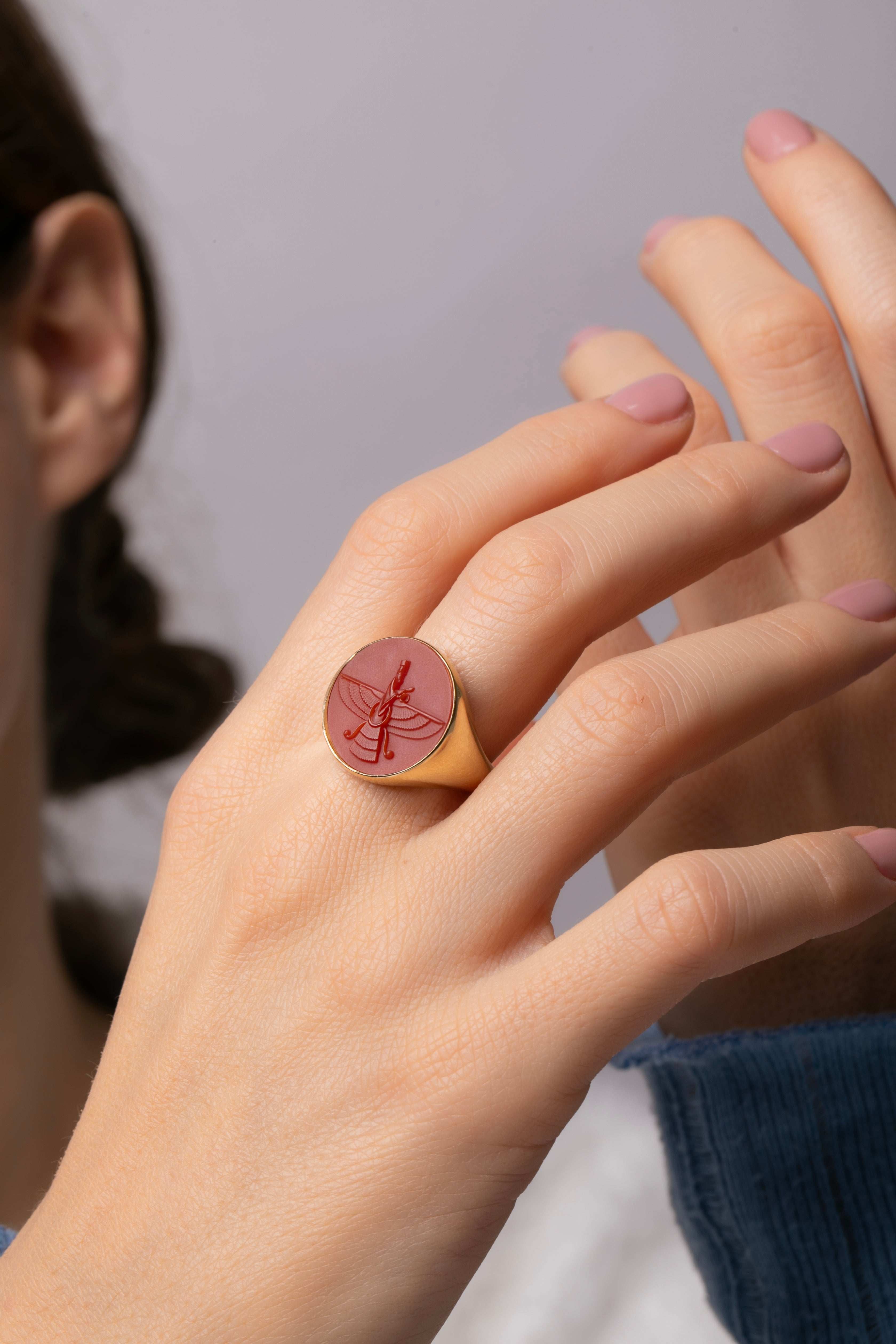 CARNELIAN FARAVAHAR RING