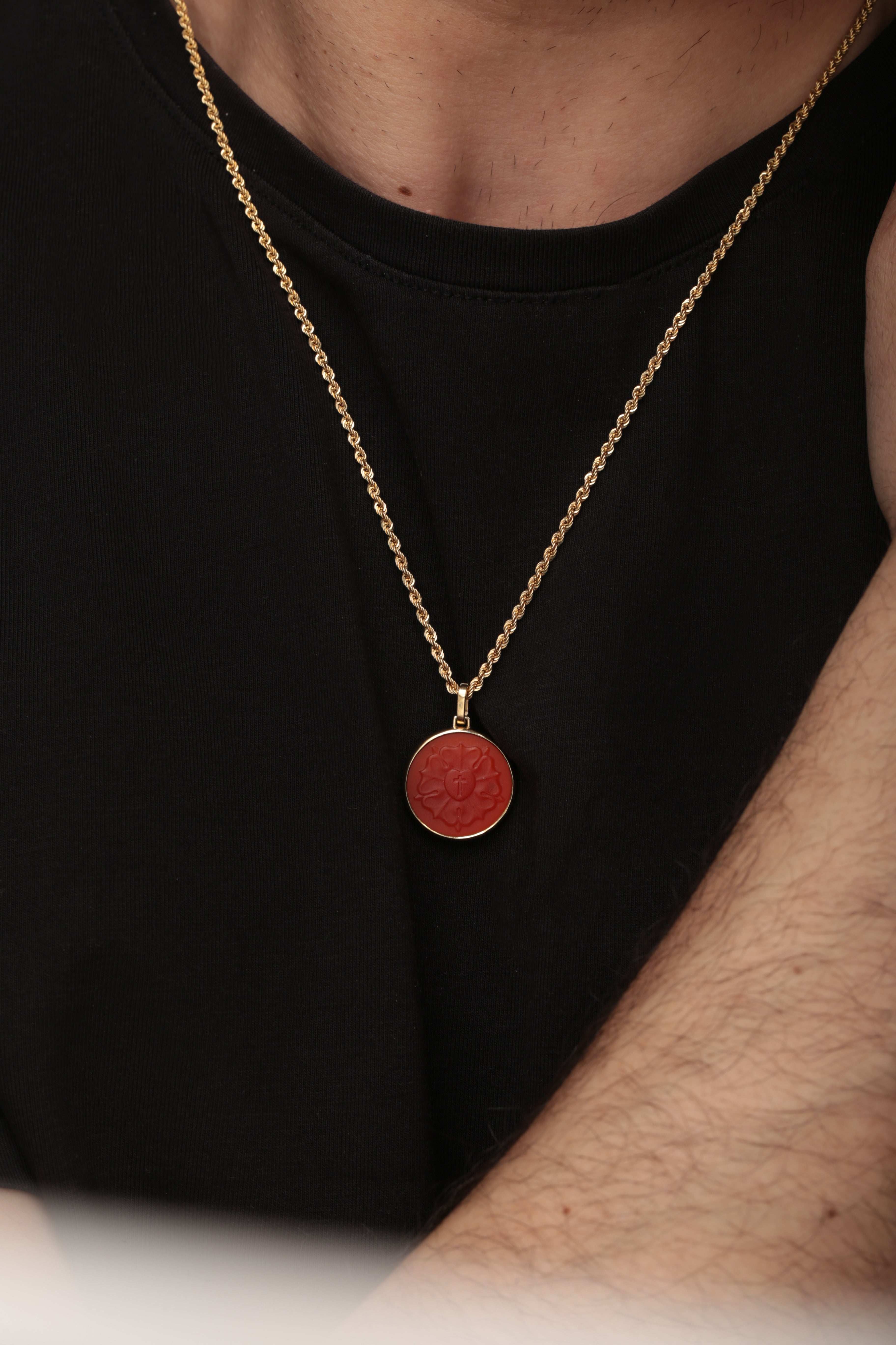 CARNELIAN LUTHER ROSE NECKLACE