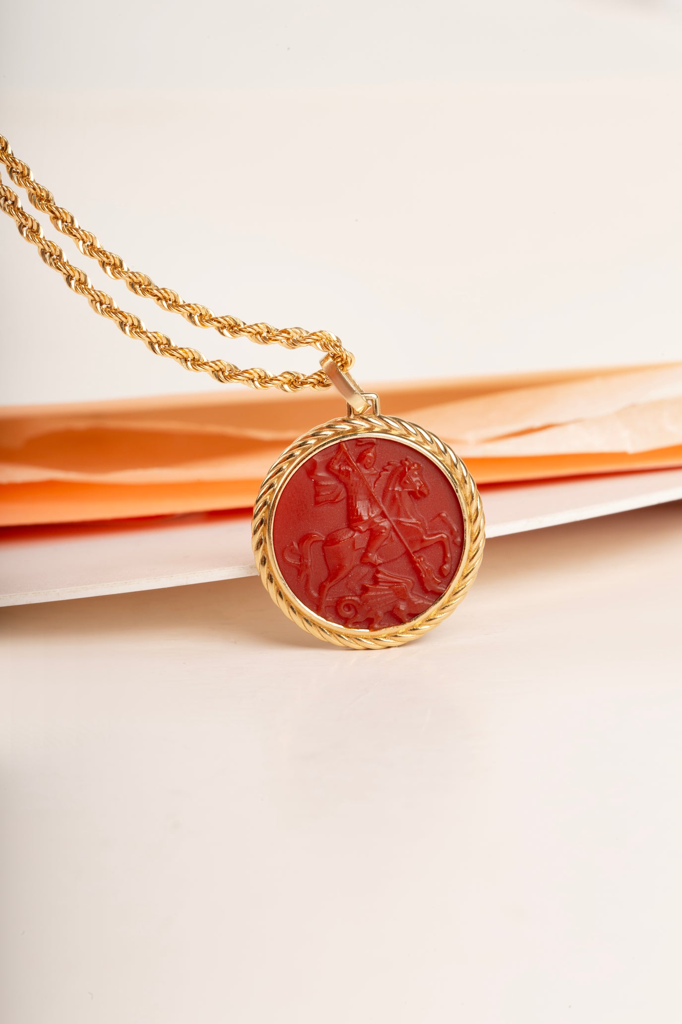 CARNELIAN SAINT GEORGE NECKLACE