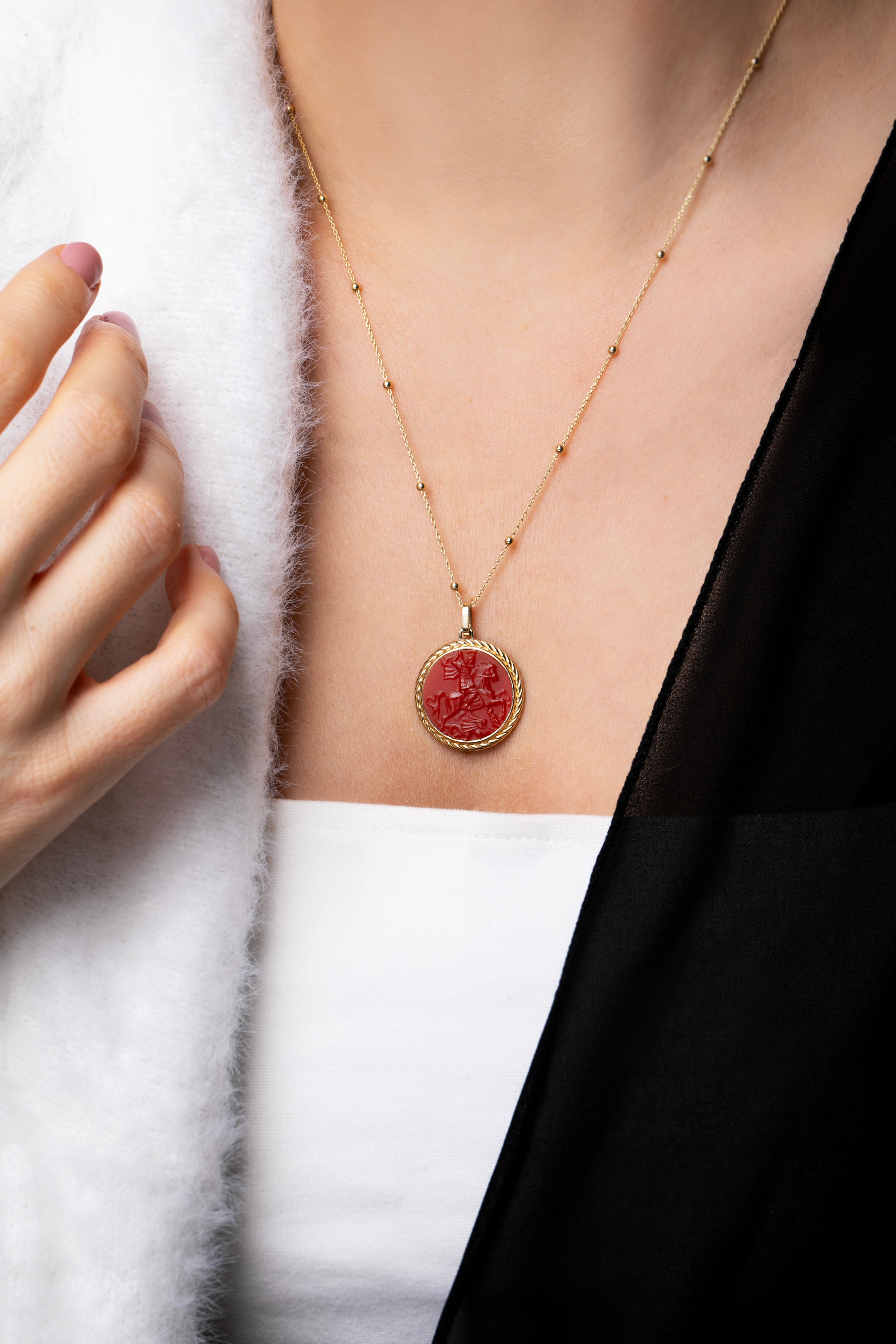 CARNELIAN SAINT GEORGE NECKLACE